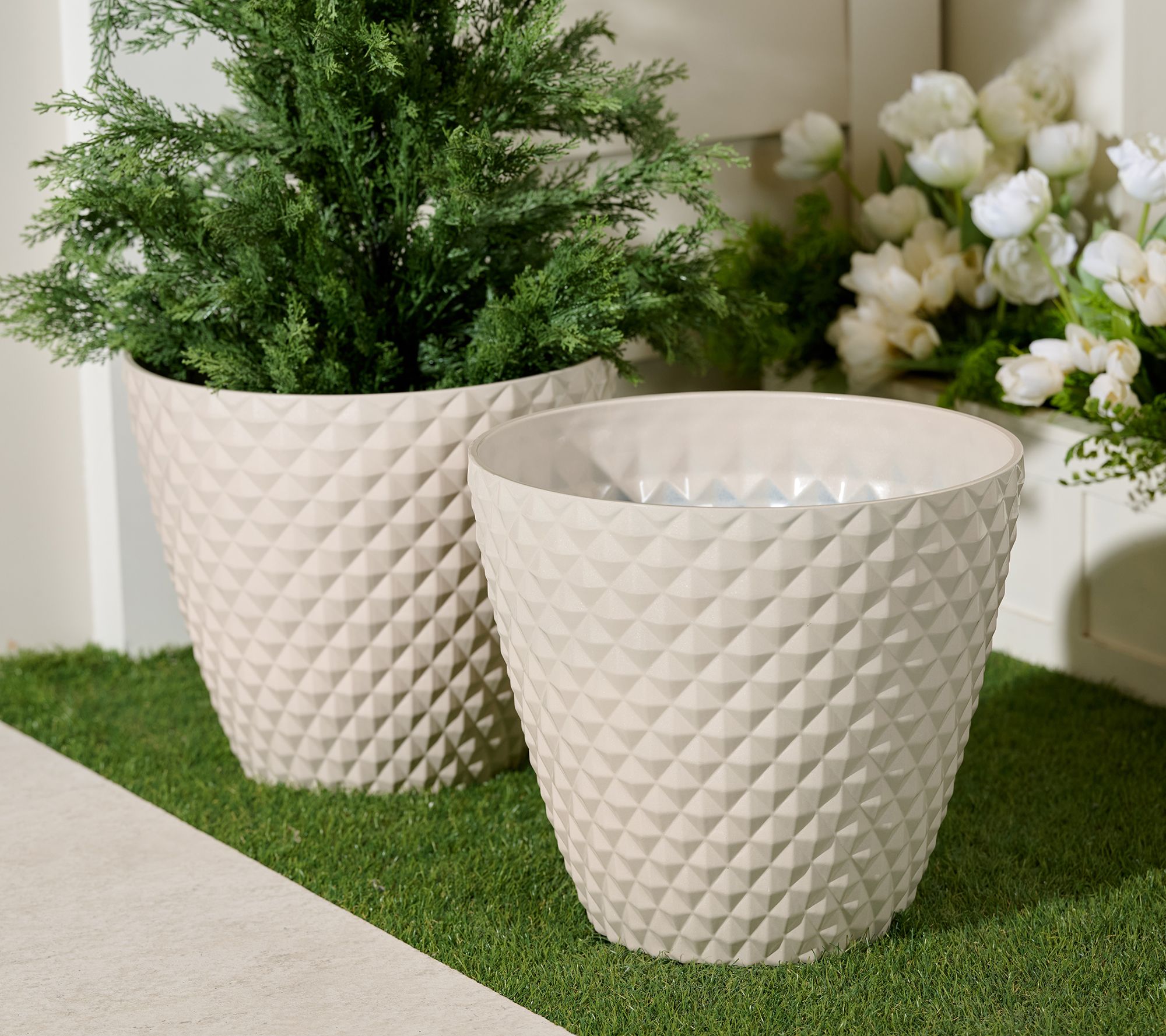 "As Is" Jennings S/2 XL Pearlescent Diamond 15-1/4" Planters