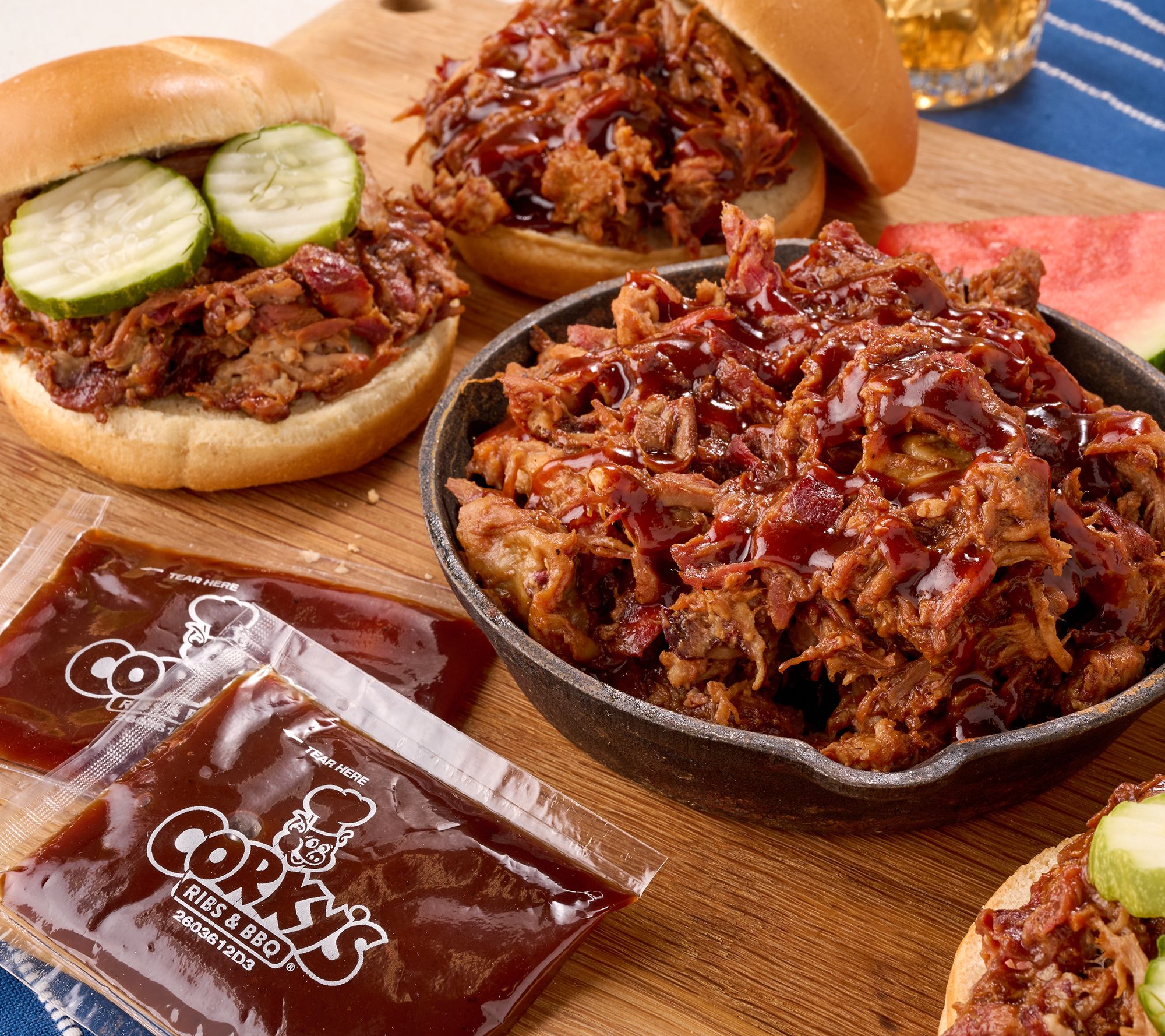 Corky's BBQ 4-lbs Pulled Pork or Chicken With BBQ Sauce