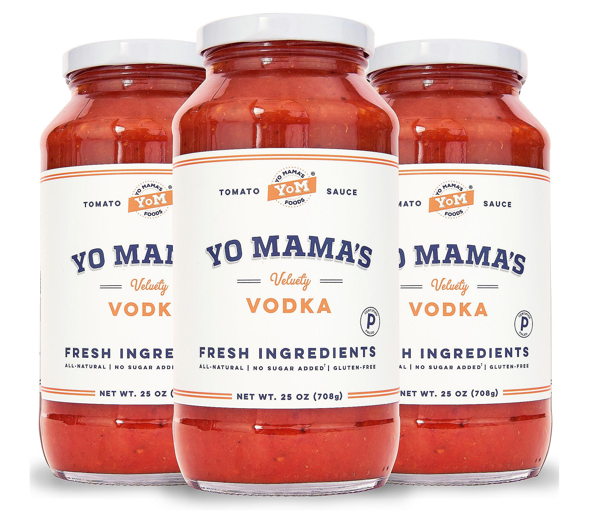 Yo Mama's (3) 25oz Jars of Velvety Vodka Pasta Sauce