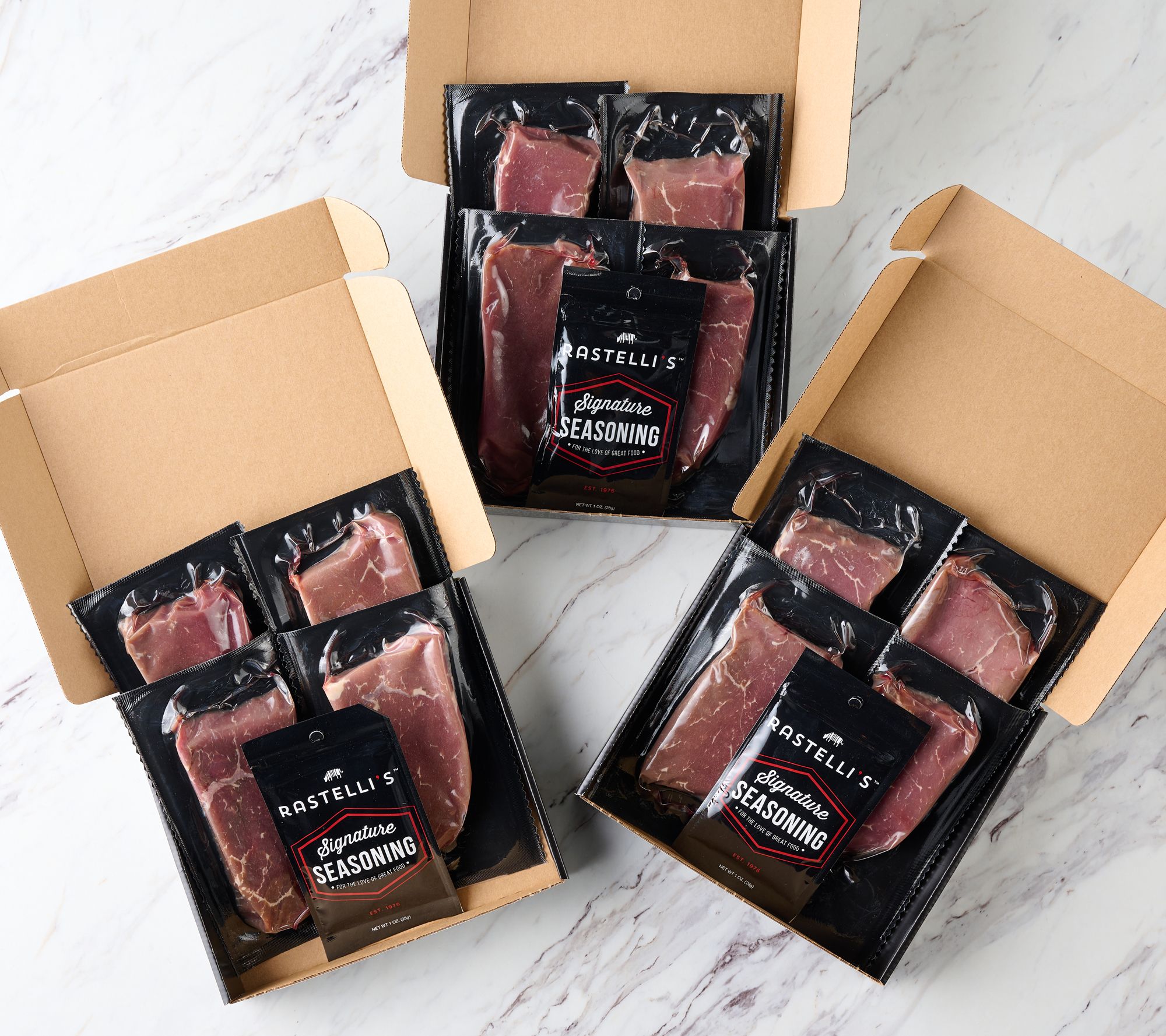 Rastelli's (12) 5-oz Black Angus Sirloin Steaks w/ (3) Gift Boxes - QVC.com