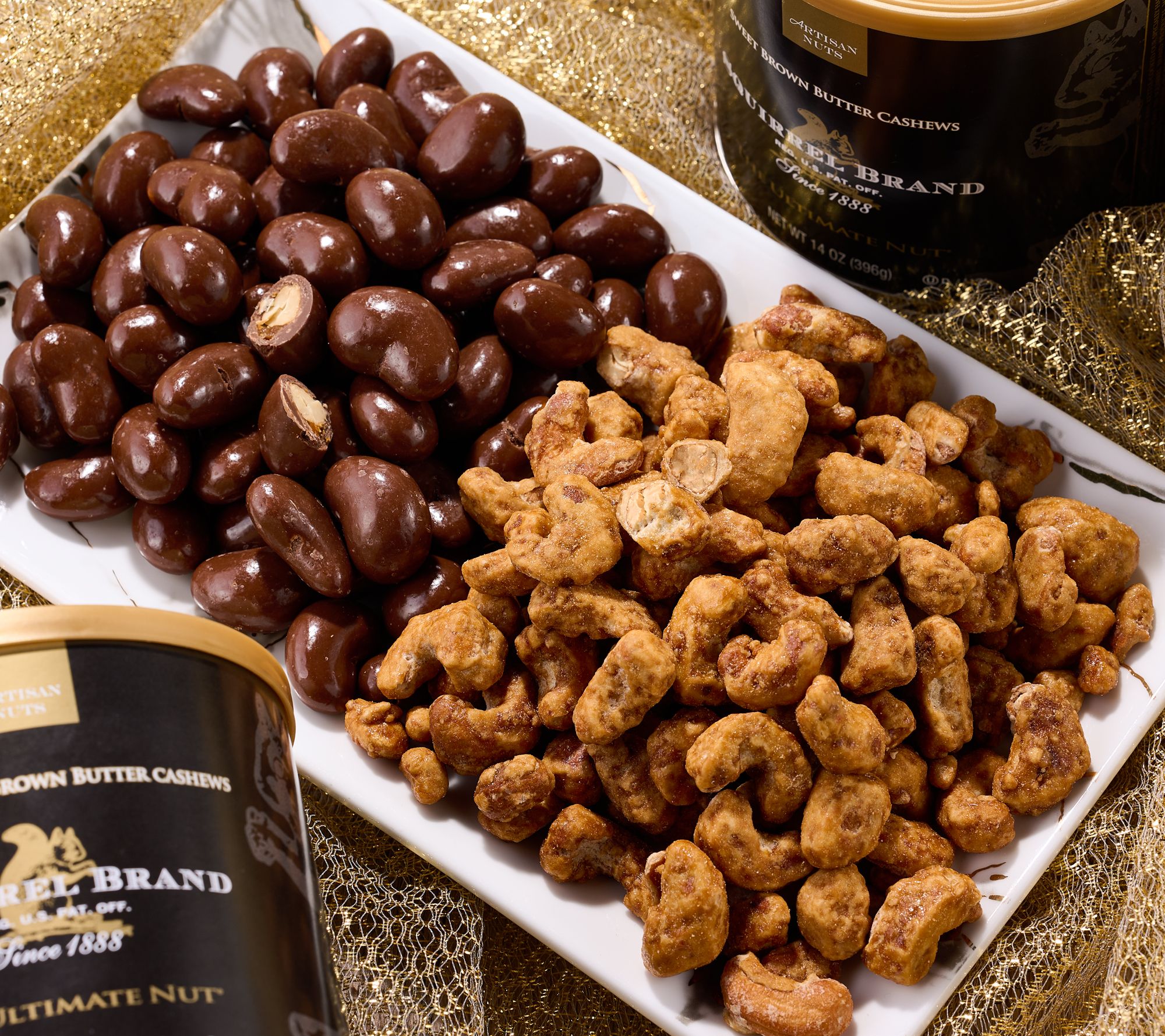 SH11/4 Squirrel Brand (2)Cans Chocolate & Brown Butter Cashews