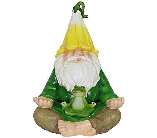 Exhart Solar Meditating Gnome with Frog