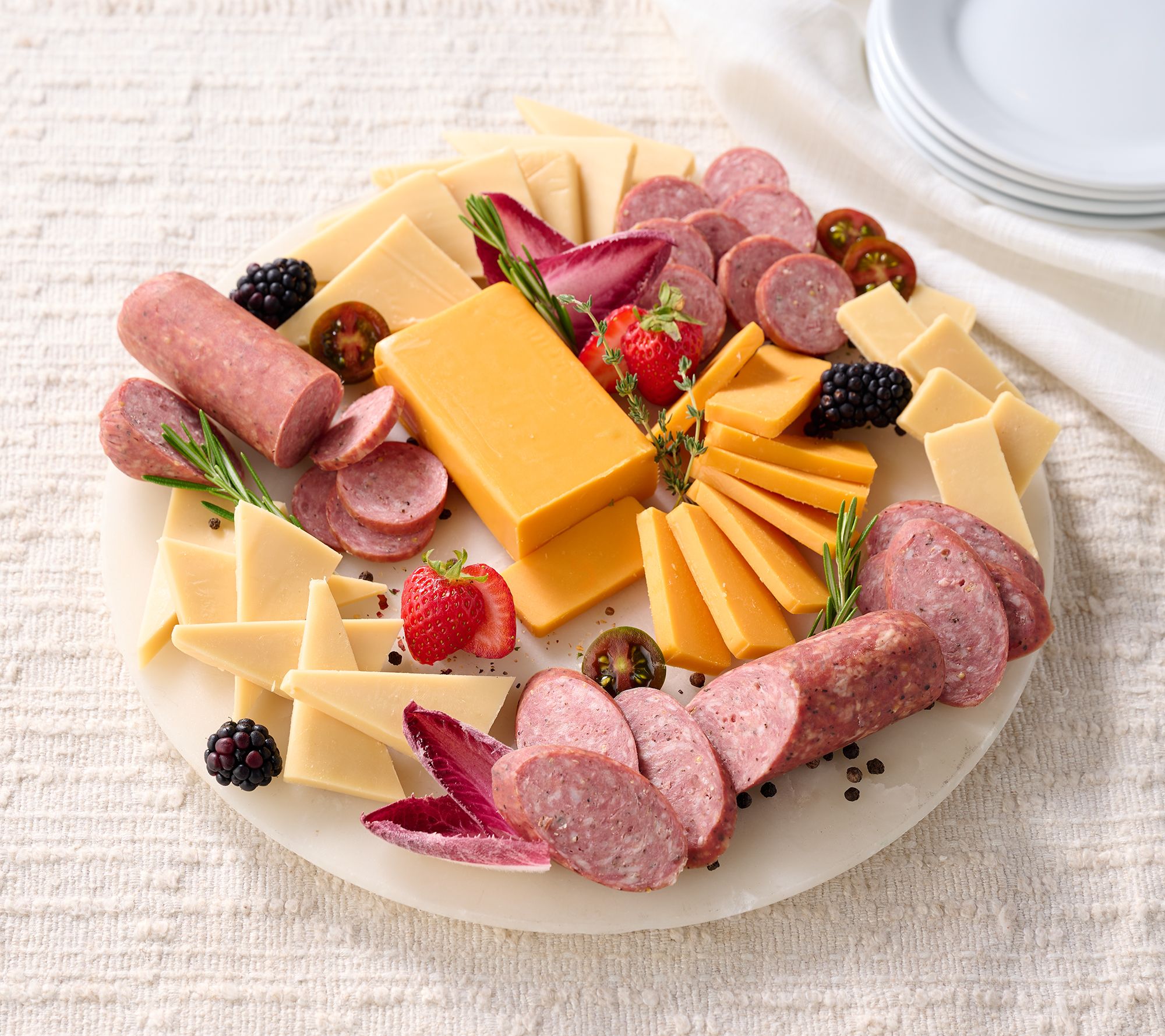 SH 12/7 Farmers Market 4 Piece Summer Sausage & Cheese Charcuterie Set