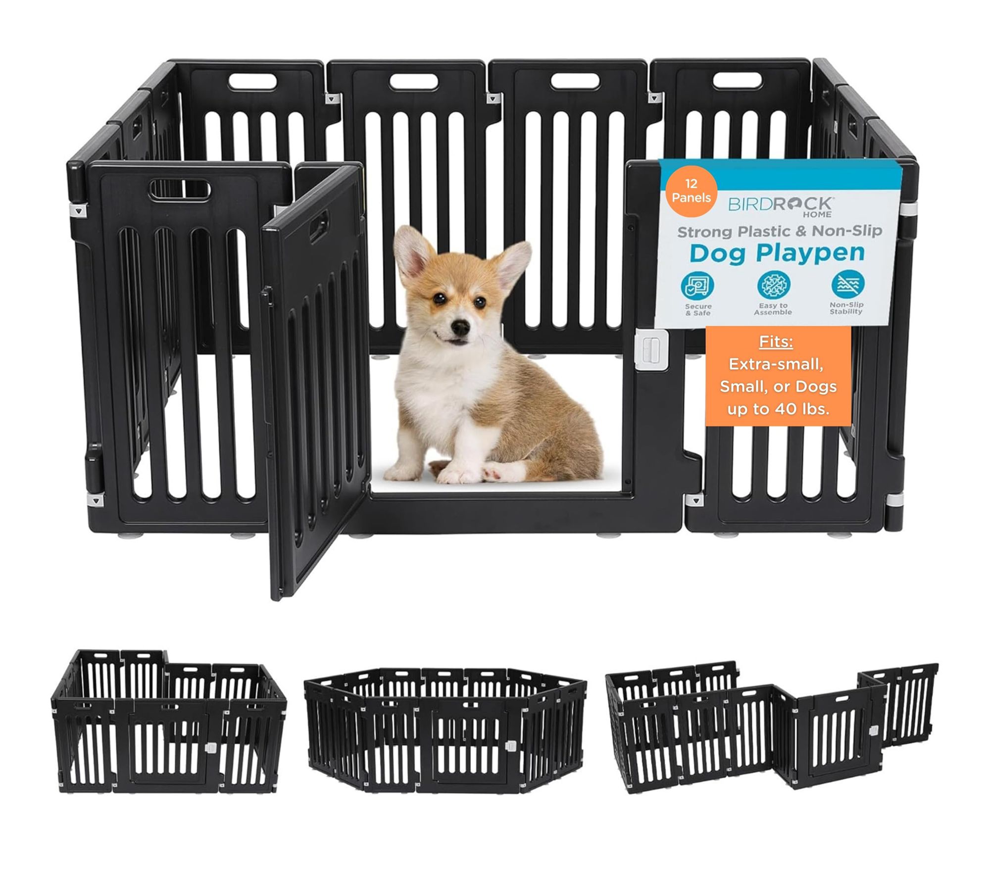 BirdRock Home Dog Playpen 13 Panel with Lockable Door