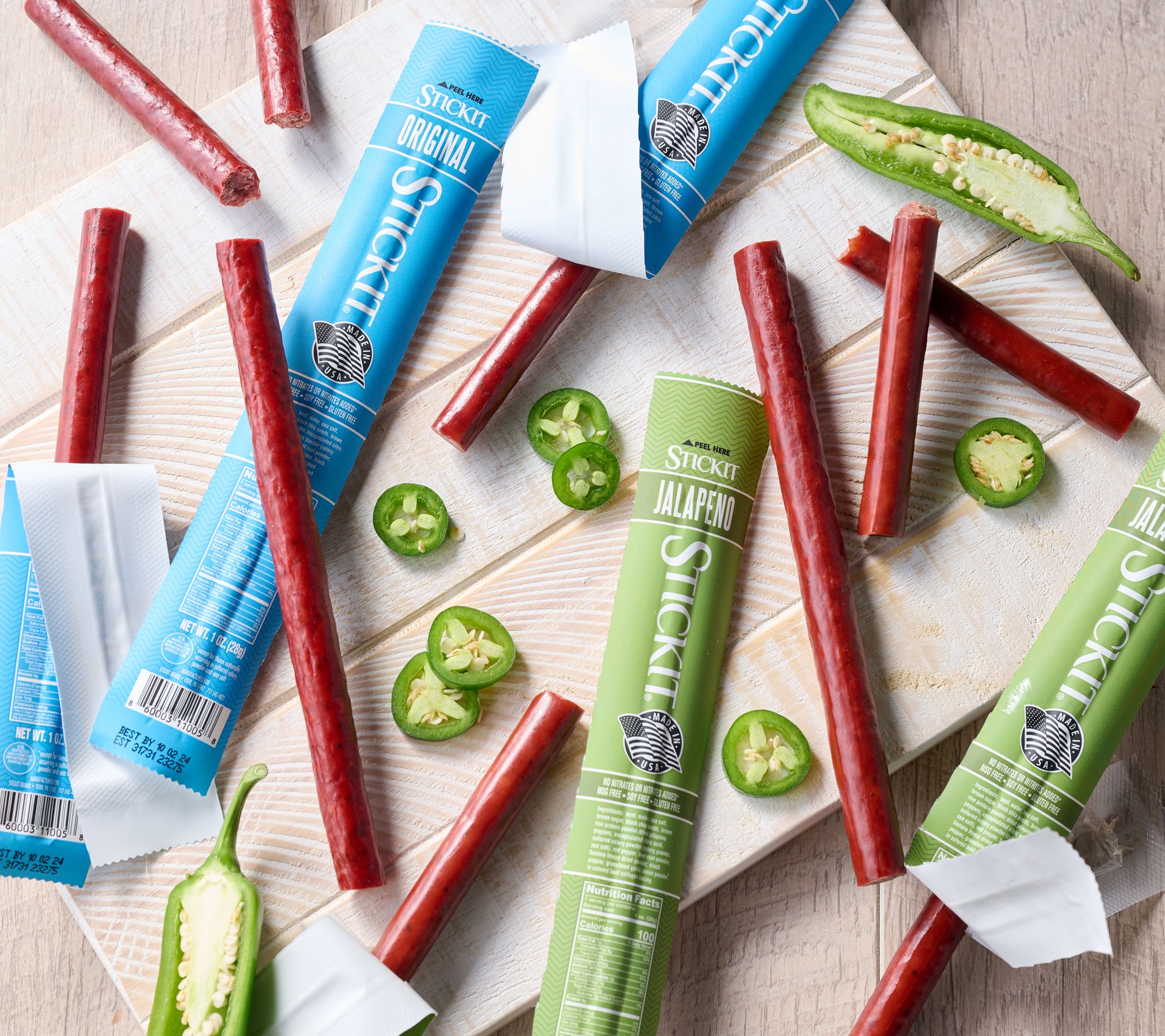 StickIt Snacks (12) 1-oz Original or Jalapeno Beef Sticks - QVC.com