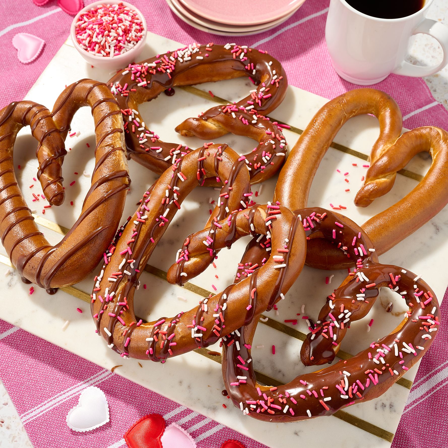 The Pretzel Co. (10) 5oz Heart Shaped Pretzels w/ Icing & Sprinkles