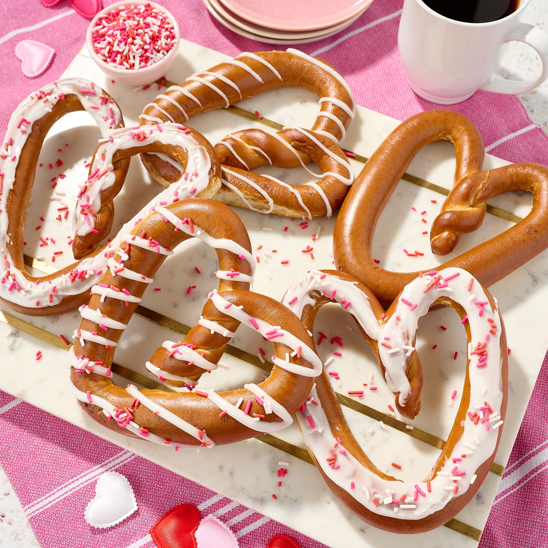 The Pretzel Co. (10) 5oz Heart Shaped Pretzels w/ Icing & Sprinkles