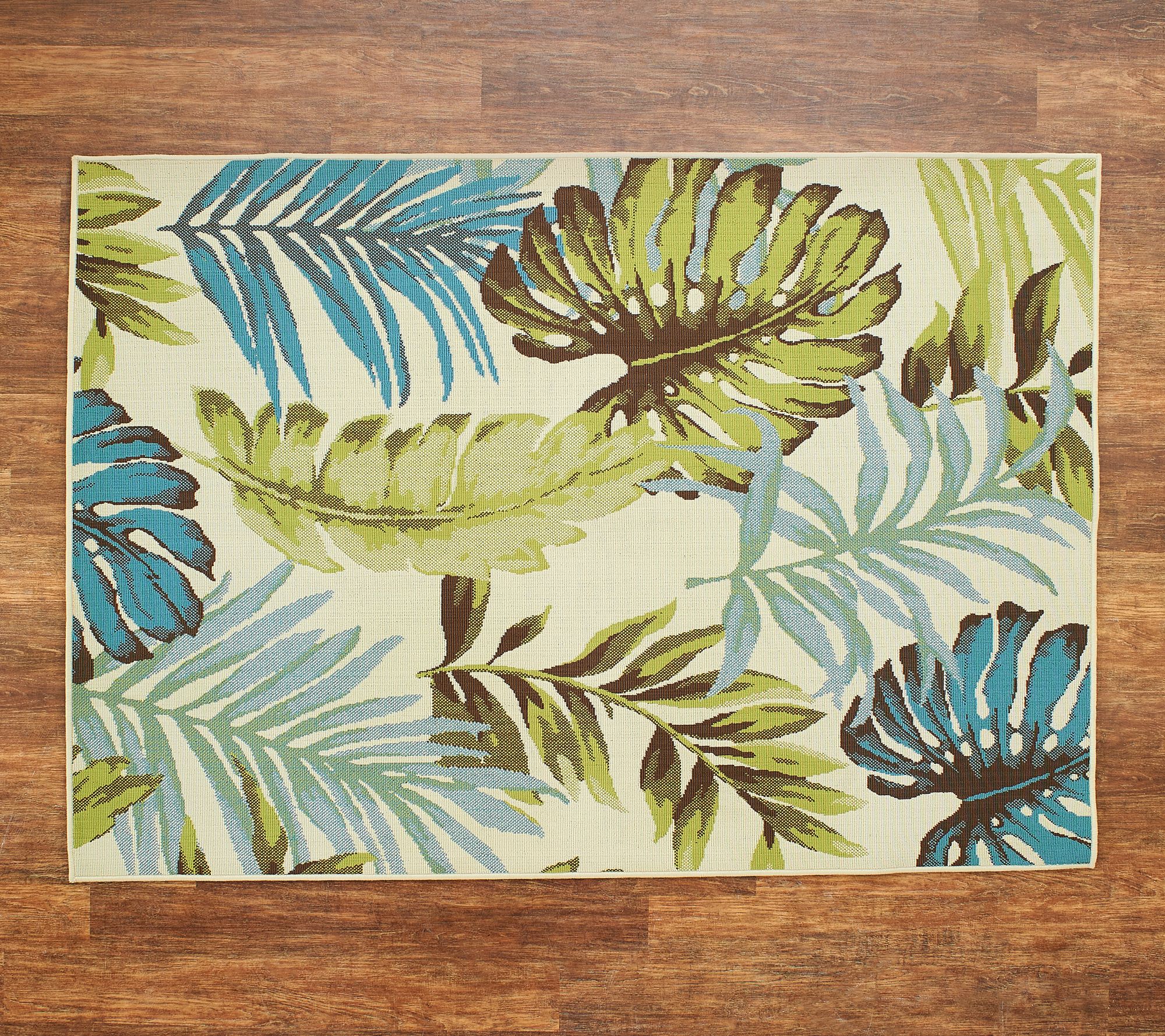 Palm Leaves Indoor Outdoor Rug Qvc Com, Tommy Bahama Outdoor Rugs Qvc