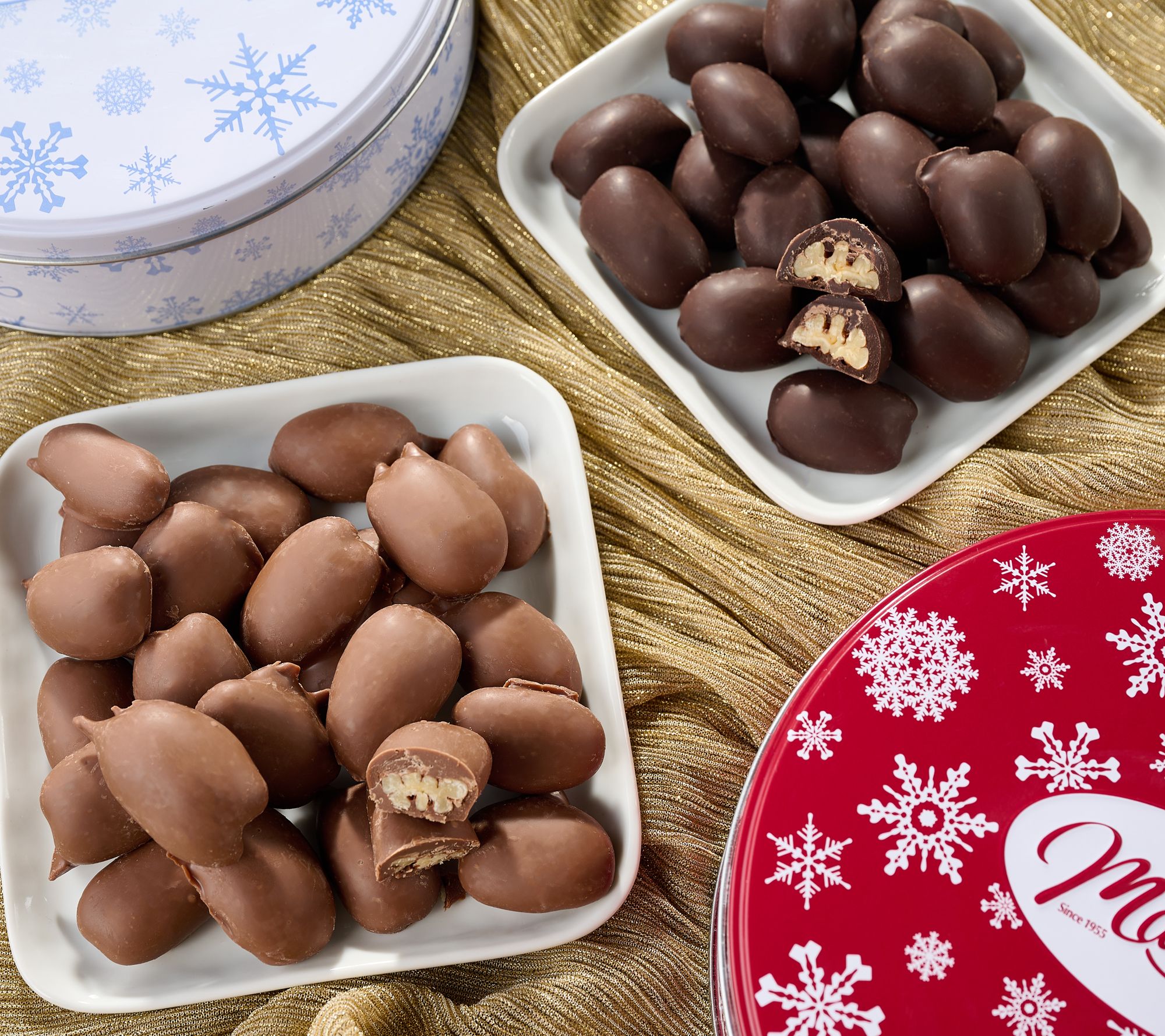 SH12/9 Mascot Set of (2) Chocolate Covered Pecan Gift Tins