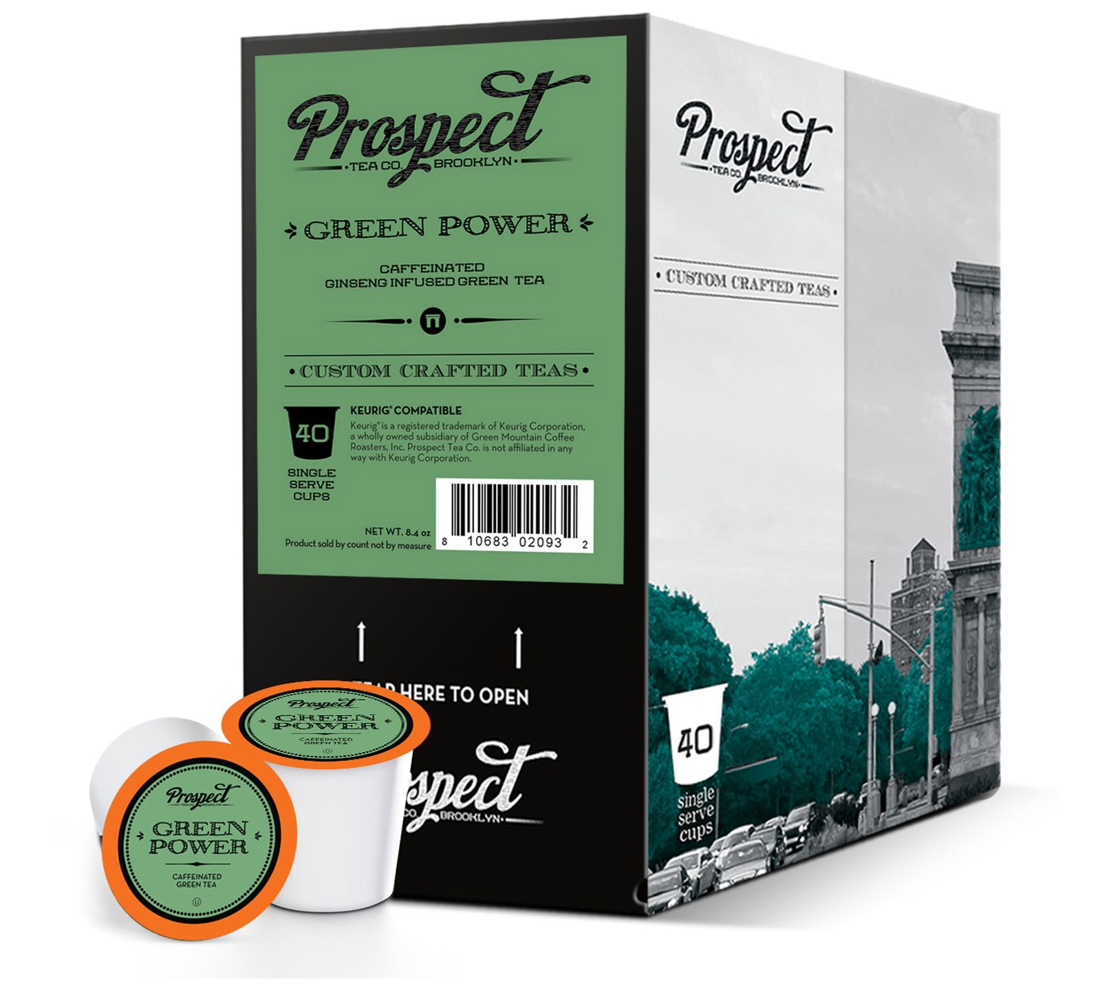Prospect Tea Co. 40-Count Green Power Caffeinated Tea Pods