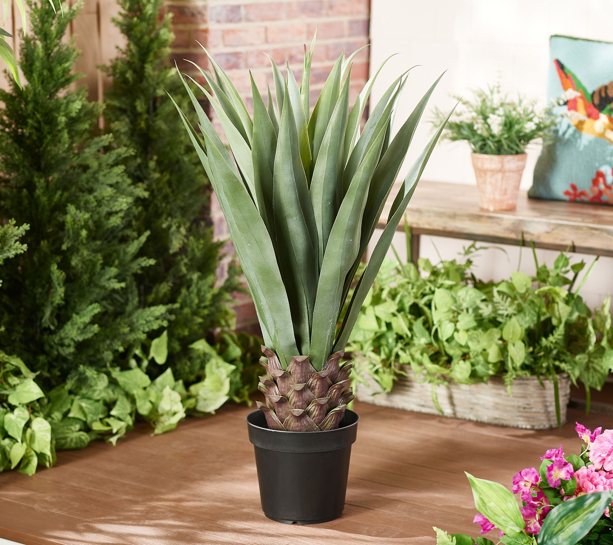 "As Is" Garden Reflections 40" Tall Faux Agave Outdoor Plant in Pot