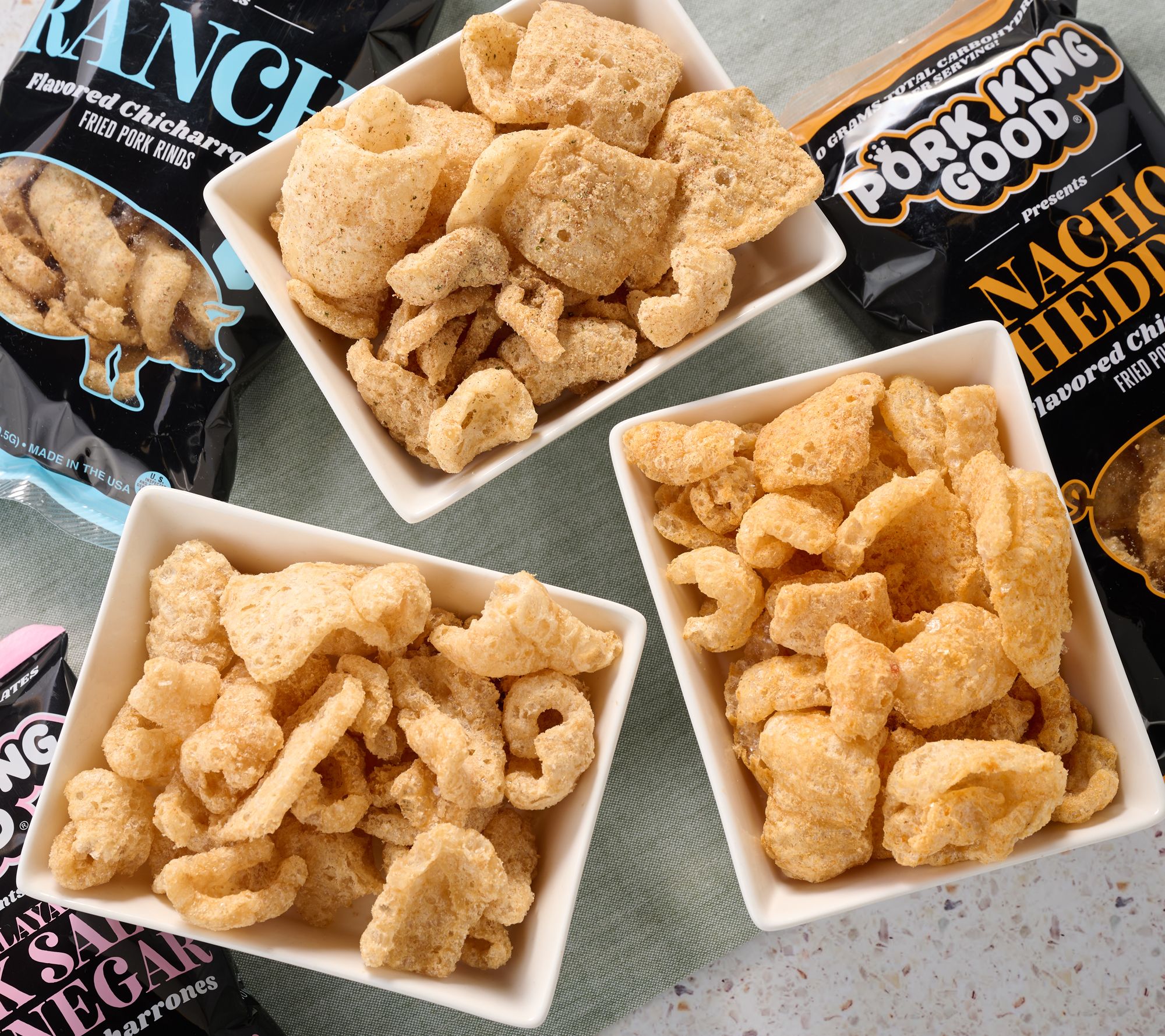 Pork King Good (6) Bags Seasoned Pork Rinds Variety Pack