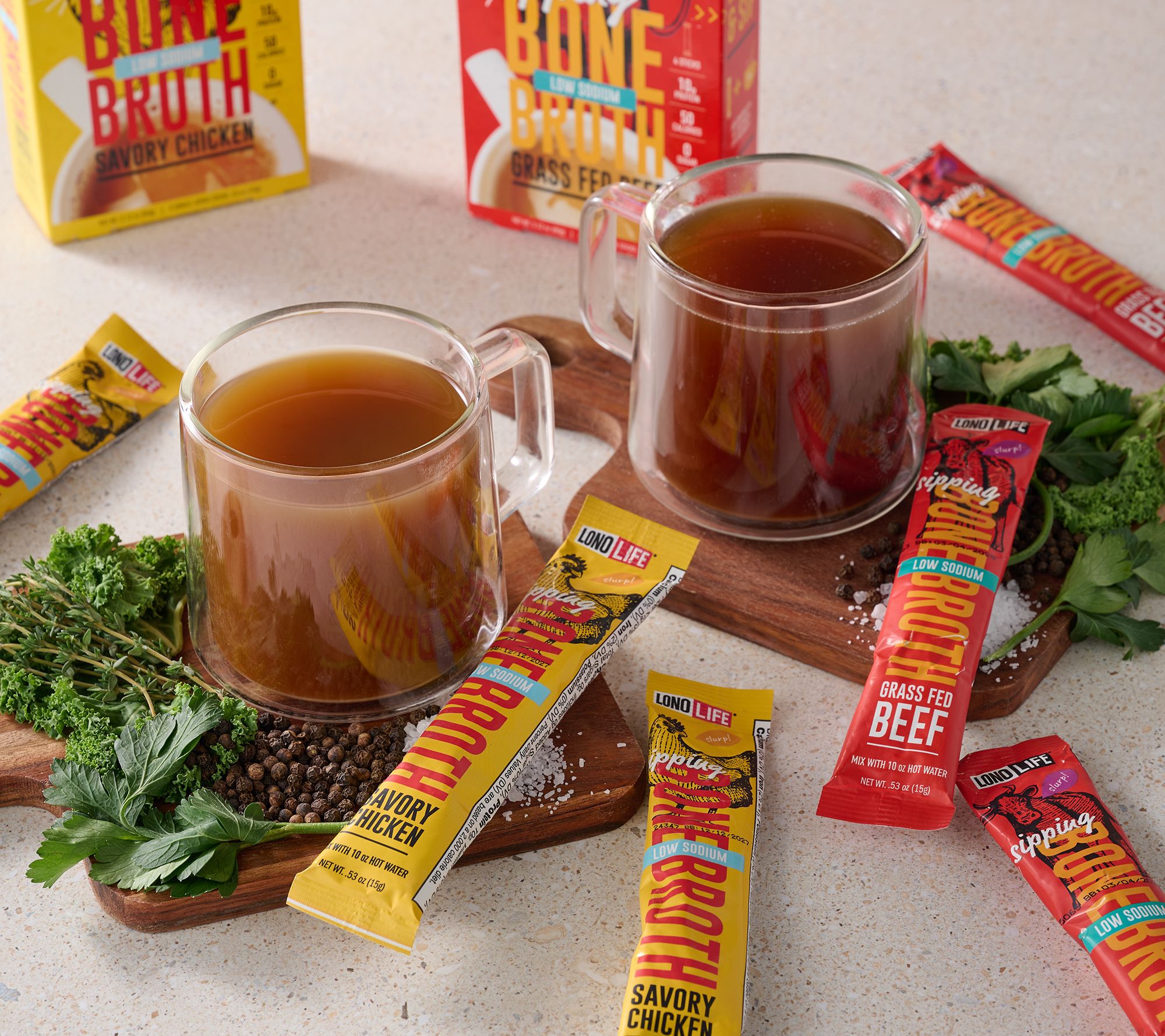 LonoLife 20 Single Serve Protein Packed Low Sodium Bone Broth