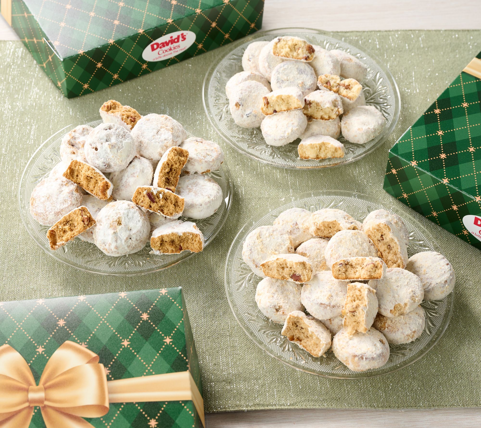 Davids Cookies 3 LB Pecan Meltaways in (3) Gift Boxes - QVC.com