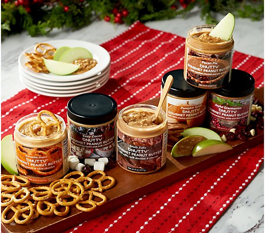 B. Nutty (6) 8-oz Jars of Seasonal Gourmet Peanut Butter