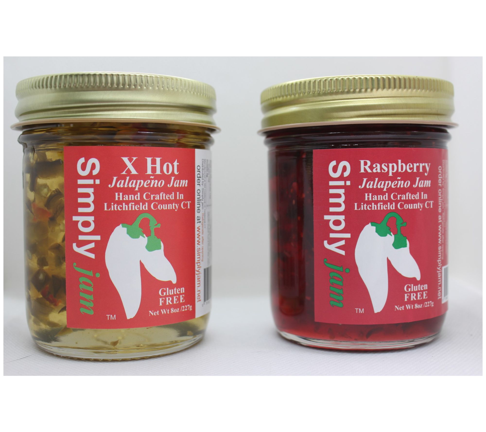Simply Jam (2) 8oz Extra Hot & Raspberry Hot Pepper Jam