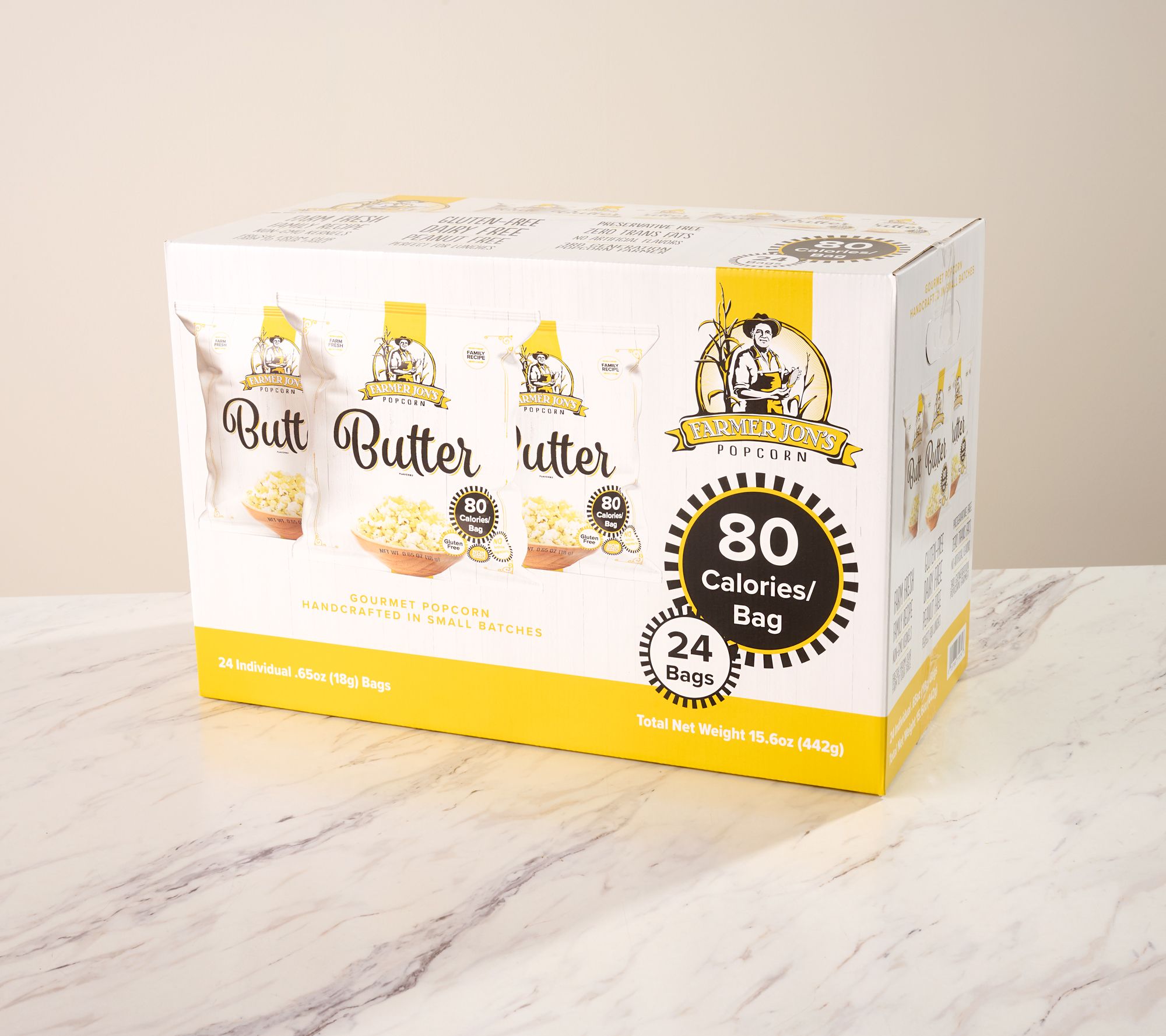 Farmer Jon's (24) Single Serve Gourmet Popped Popcorn Bags