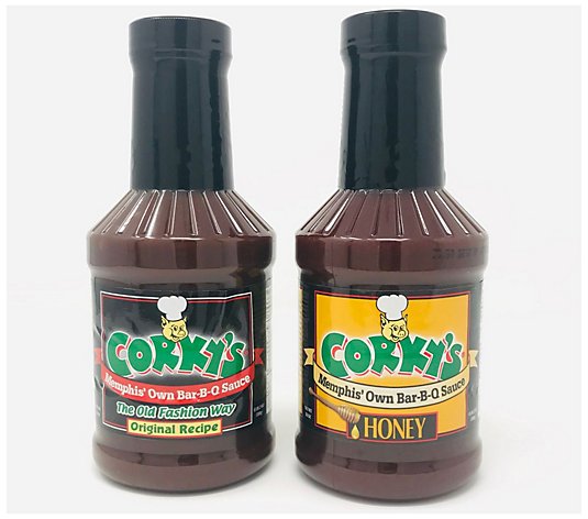 Corky's BBQ (2) 18-oz Bottles of Original & Honey Sauce