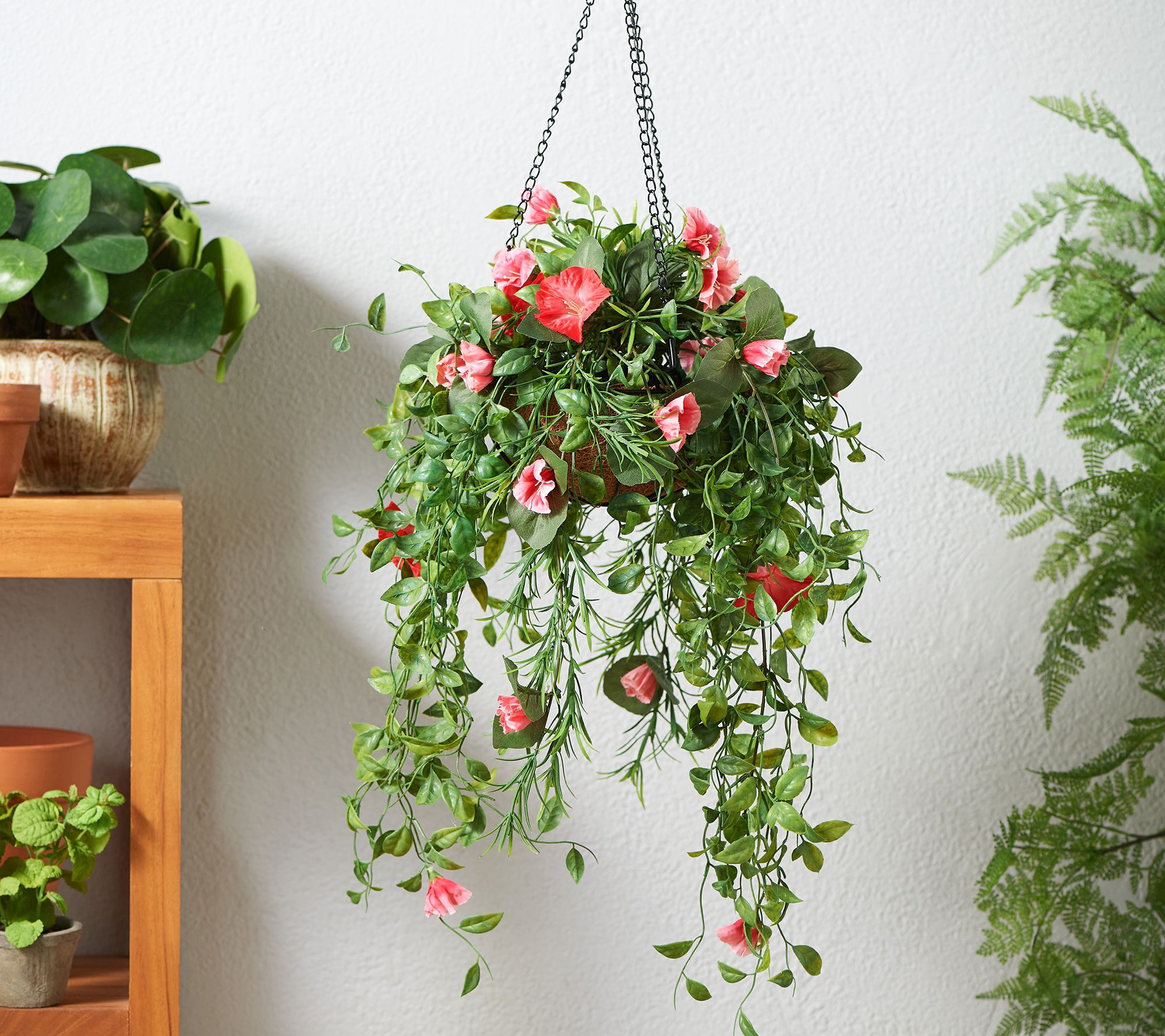 (QVC) Garden Reflections 14" Faux Morning Glory Hanging Basket