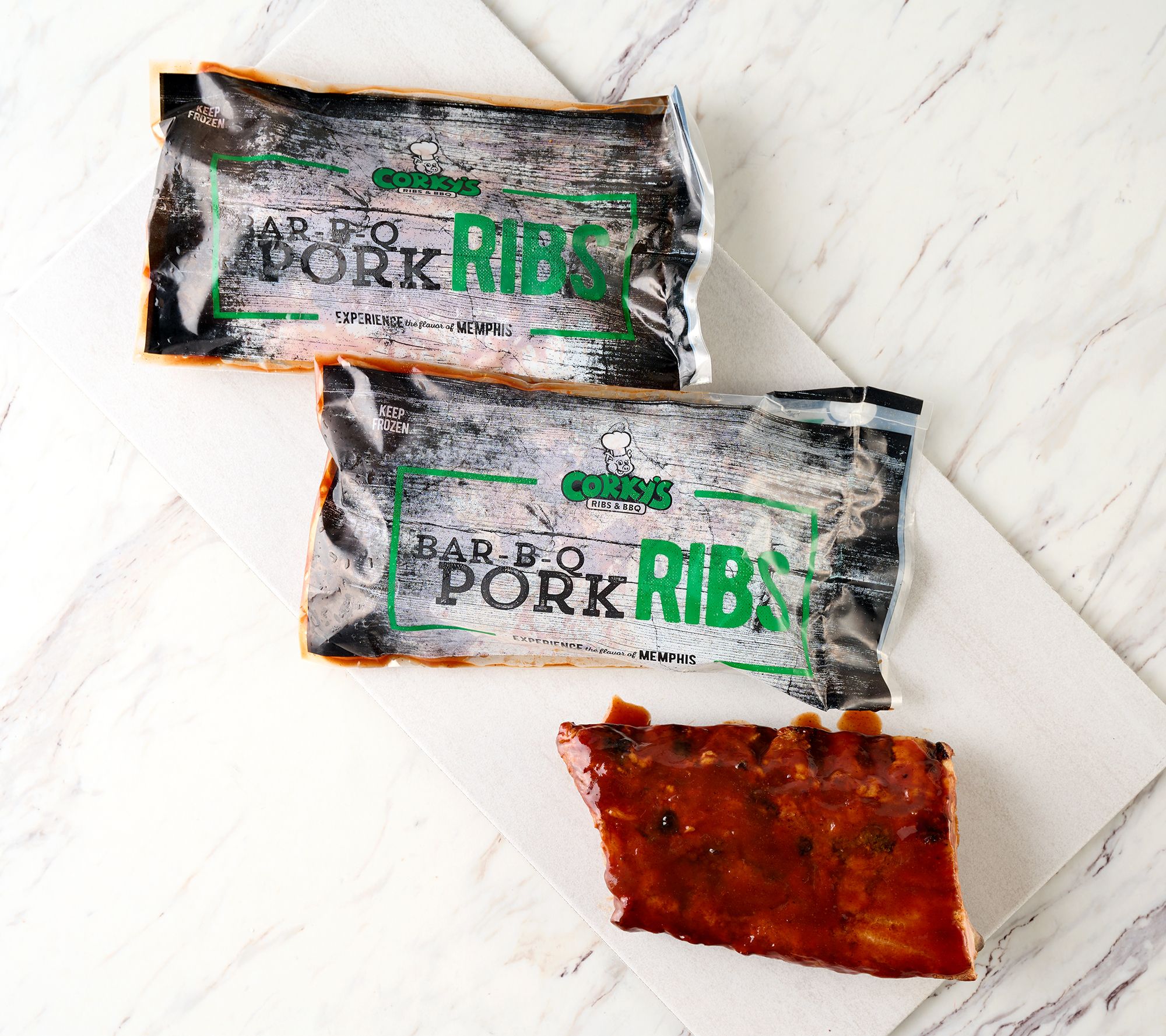 Corky's BBQ (3) 1lb Baby Back Ribs with Apple or Smokey Maple BBQ Sauce ...