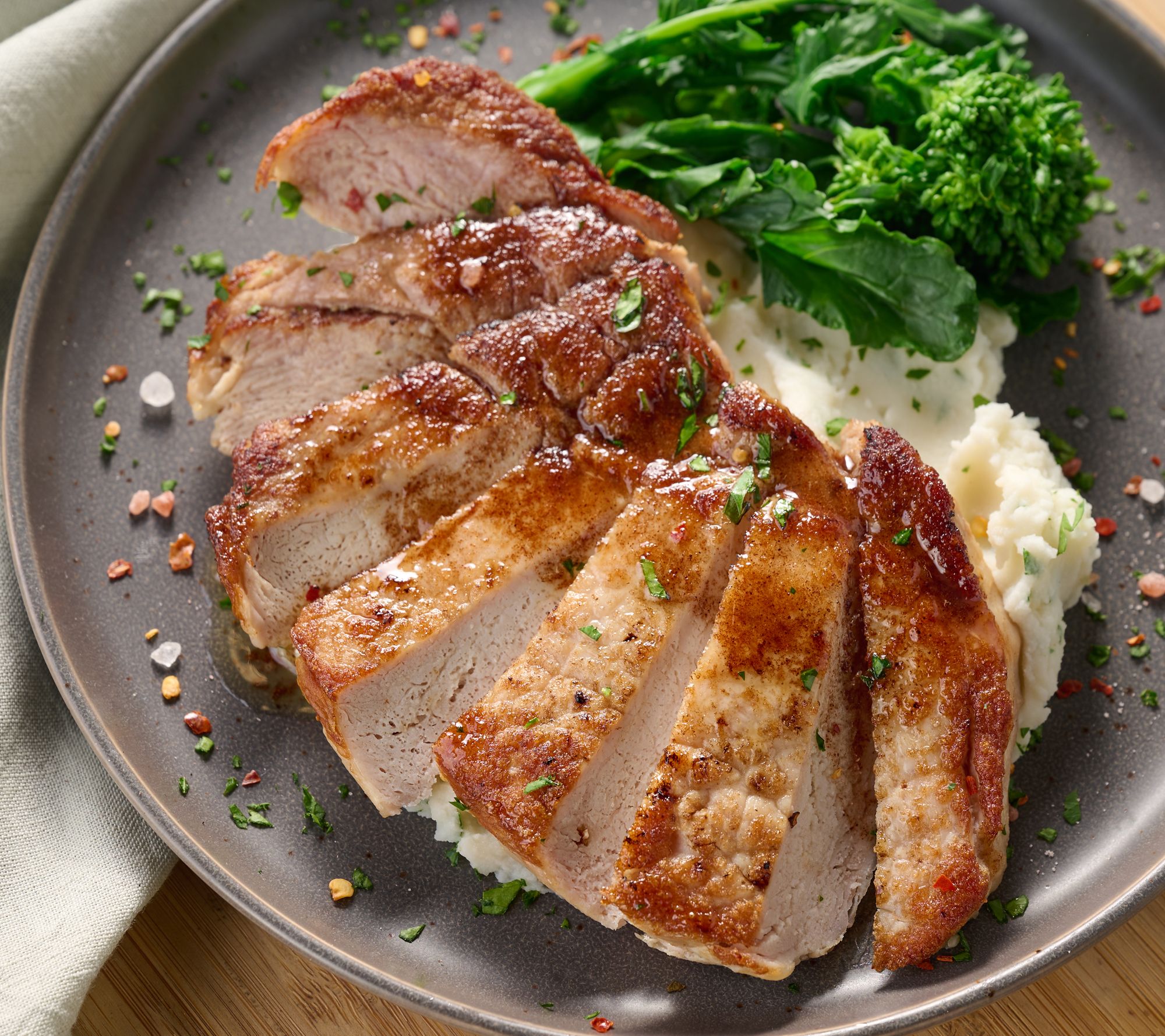 Rastelli's (10) 6-oz Premium Pork Ribeye Steaks w/ Butter.