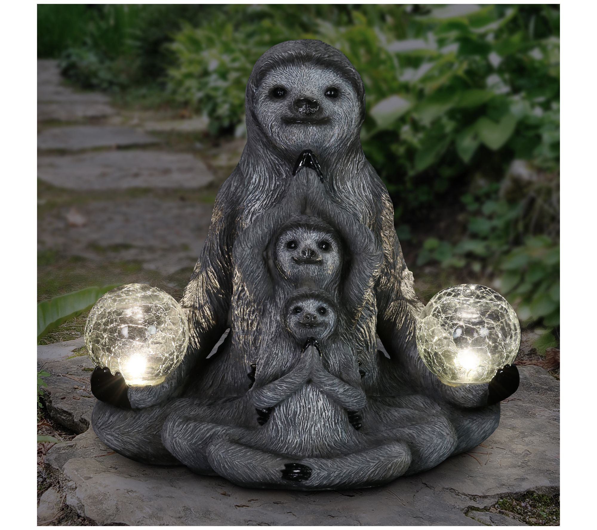 Exhart Solar Meditating Sloths Statuary - QVC.com