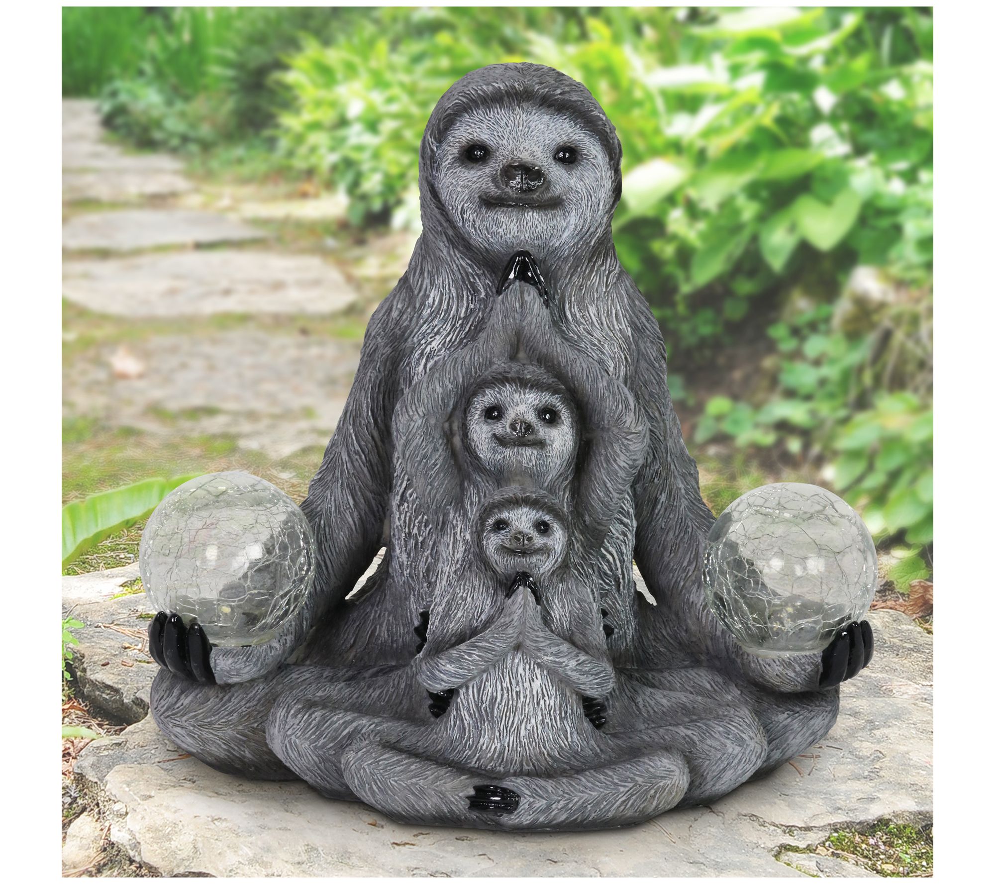 Exhart Solar Meditating Sloths Statuary - QVC.com
