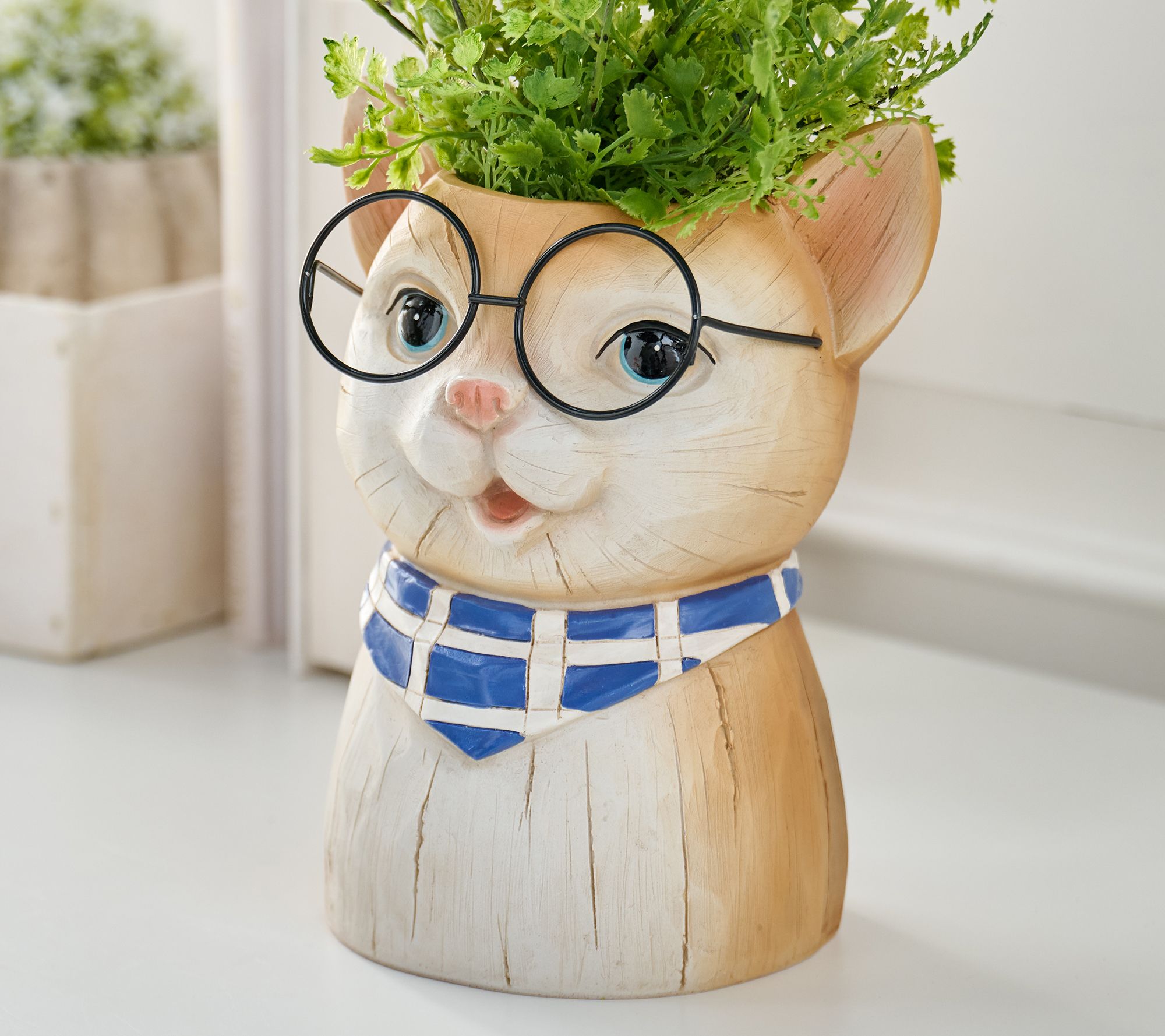 "As Is" Girl Next Door Animal Planter with Glasses