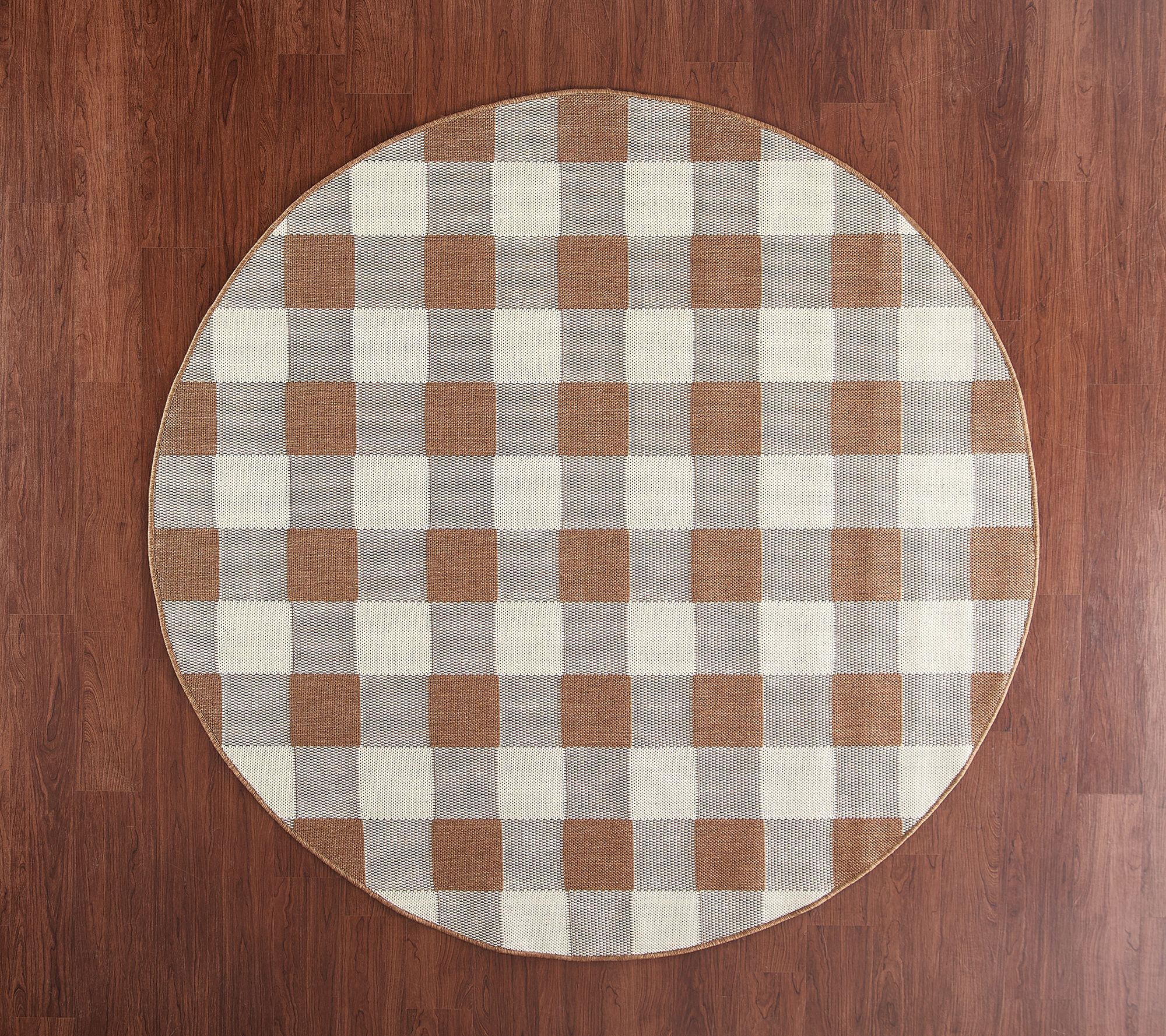 Veranda Living 77" Round Buffalo Check In/Outdoor Reversible Rug