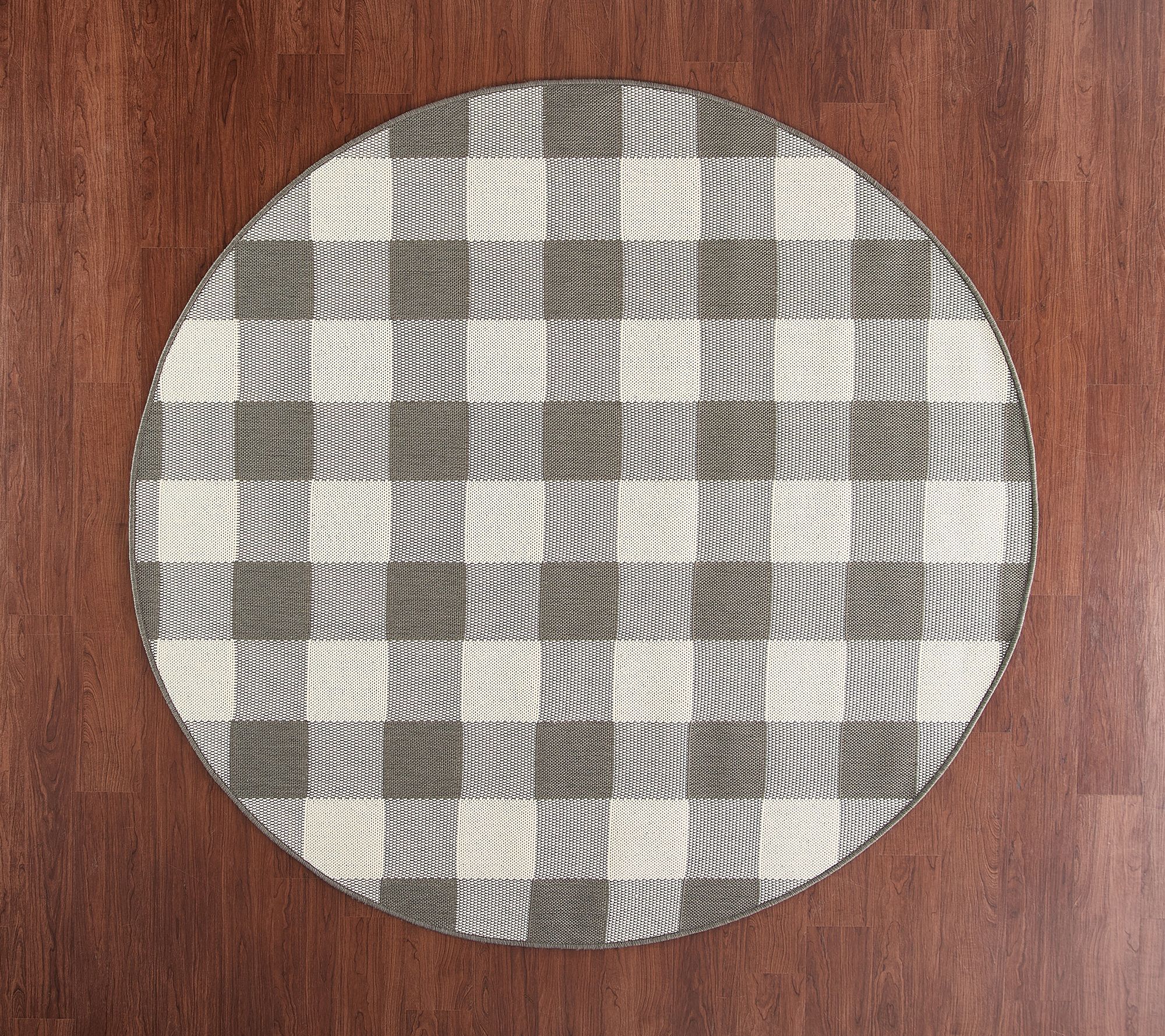 Veranda Living 77" Round Buffalo Check In/Outdoor Reversible Rug