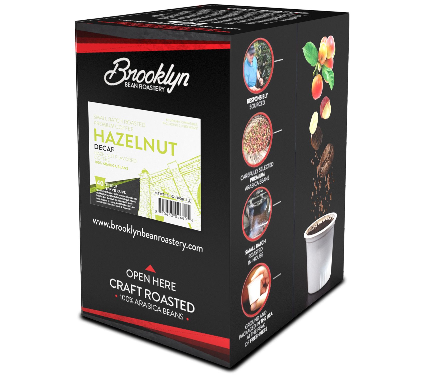 Brooklyn Beans 40-Count Hazelnut Decaf Coffee Pods