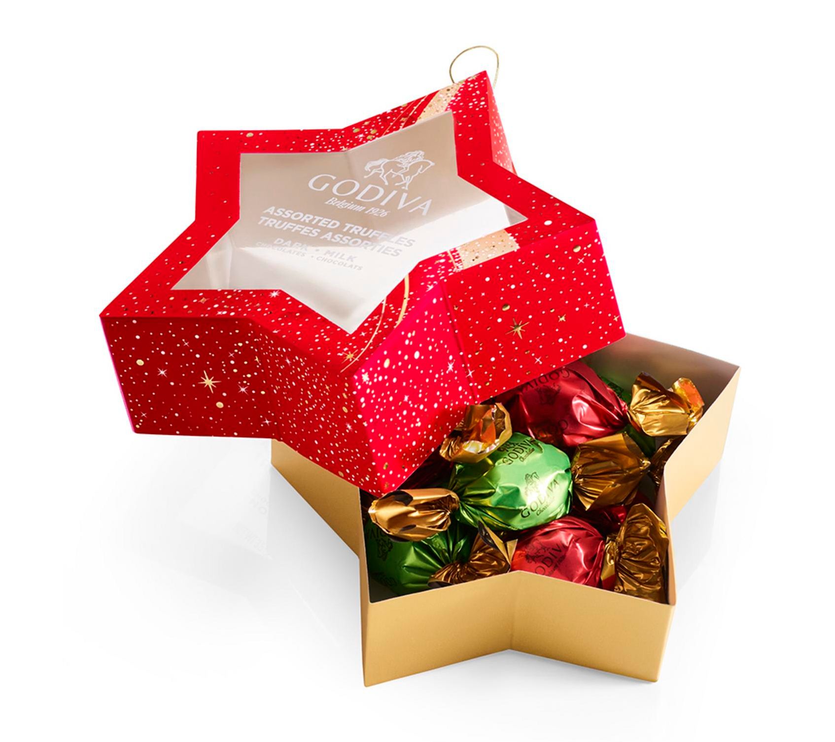 Godiva Set of 6 Star Ornament Gifts w/ Indivi dually Wrapped Truffles
