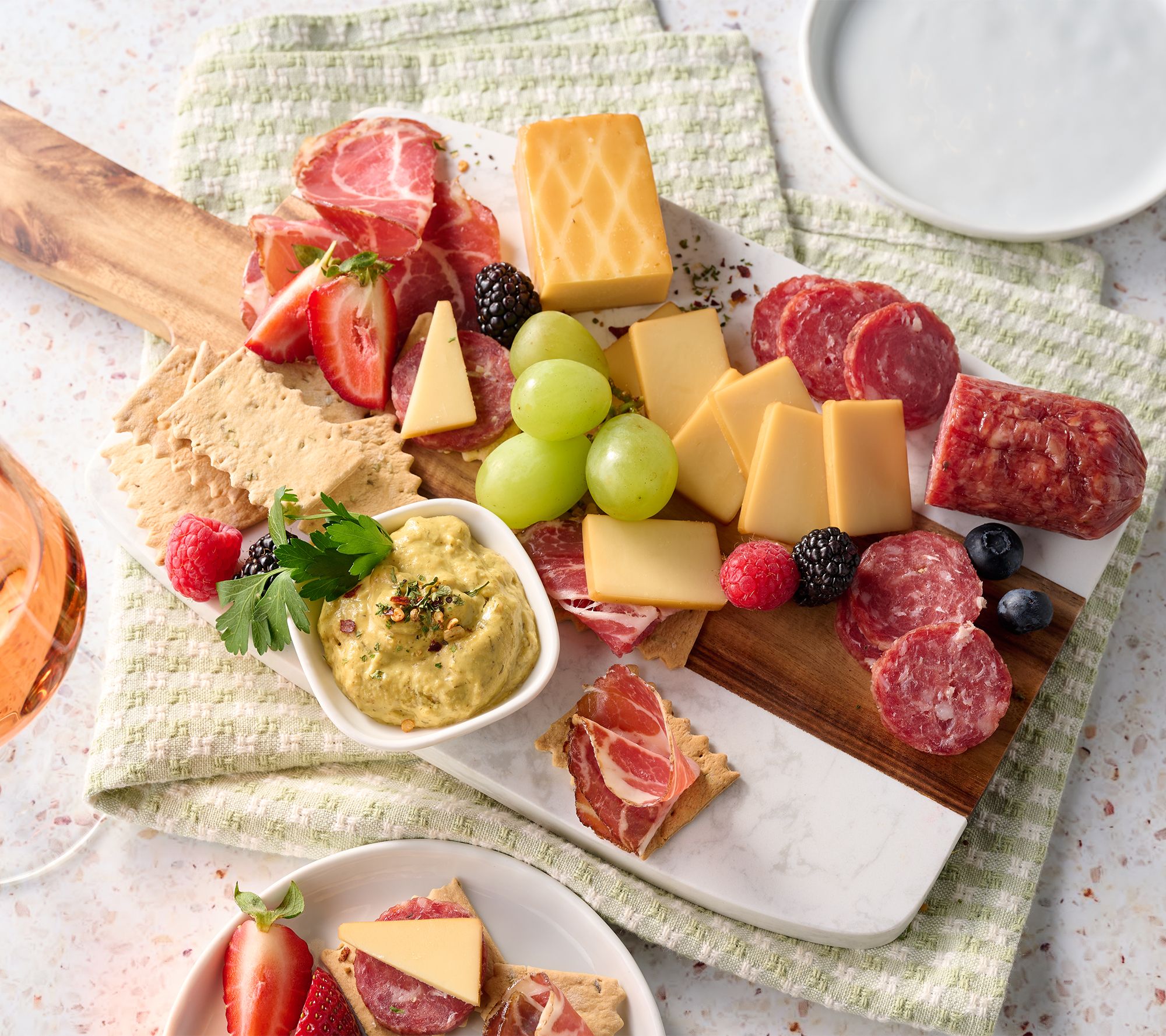Sergio's Marble & Acacia Charcuterie Board w/ 5-pc Pairings