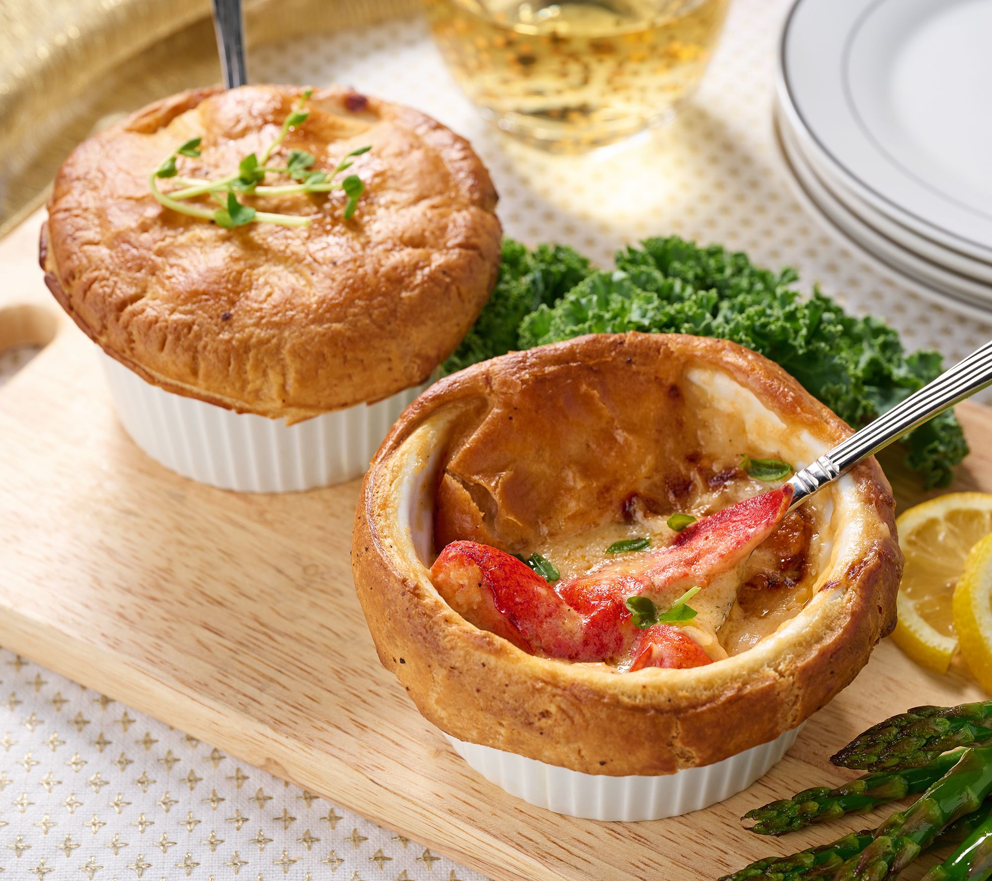 Hancock Lobster (4) 7oz Gourmet Maine Lobster Pot Pies in Ramekins