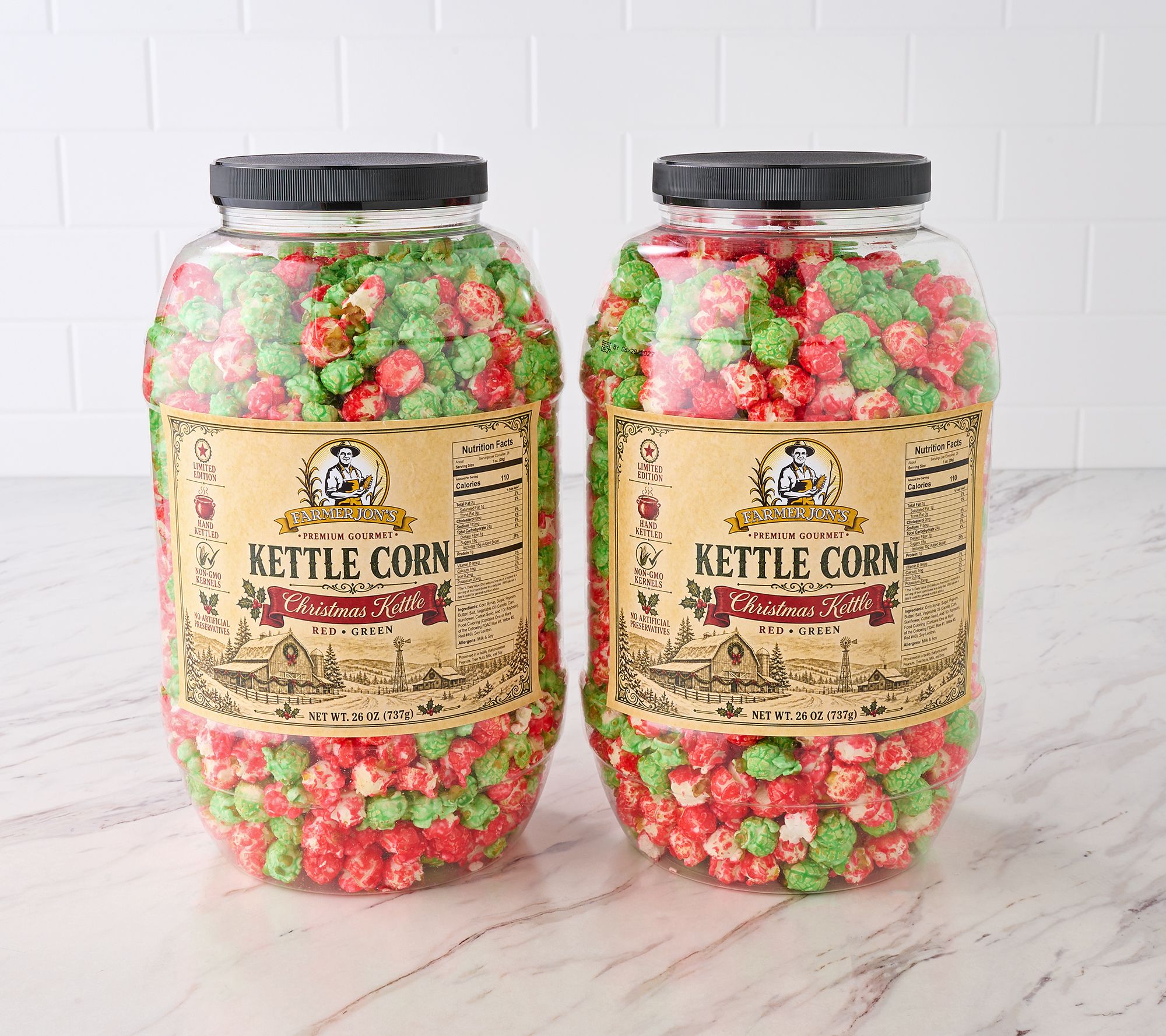 SH 11/9 Farmer Jon's (2) 26ozTub Holiday Cheer Kettle Popcorn