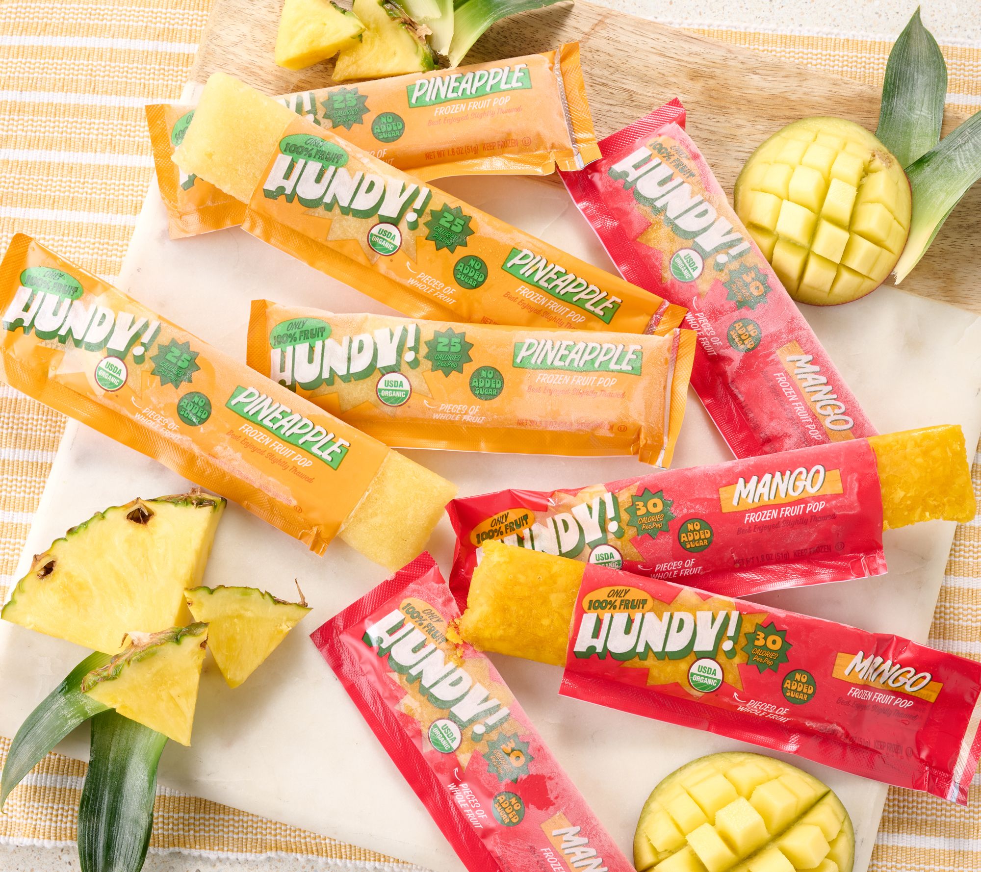 Hundy (12) 1.8-oz Organic Frozen Fruit Pops