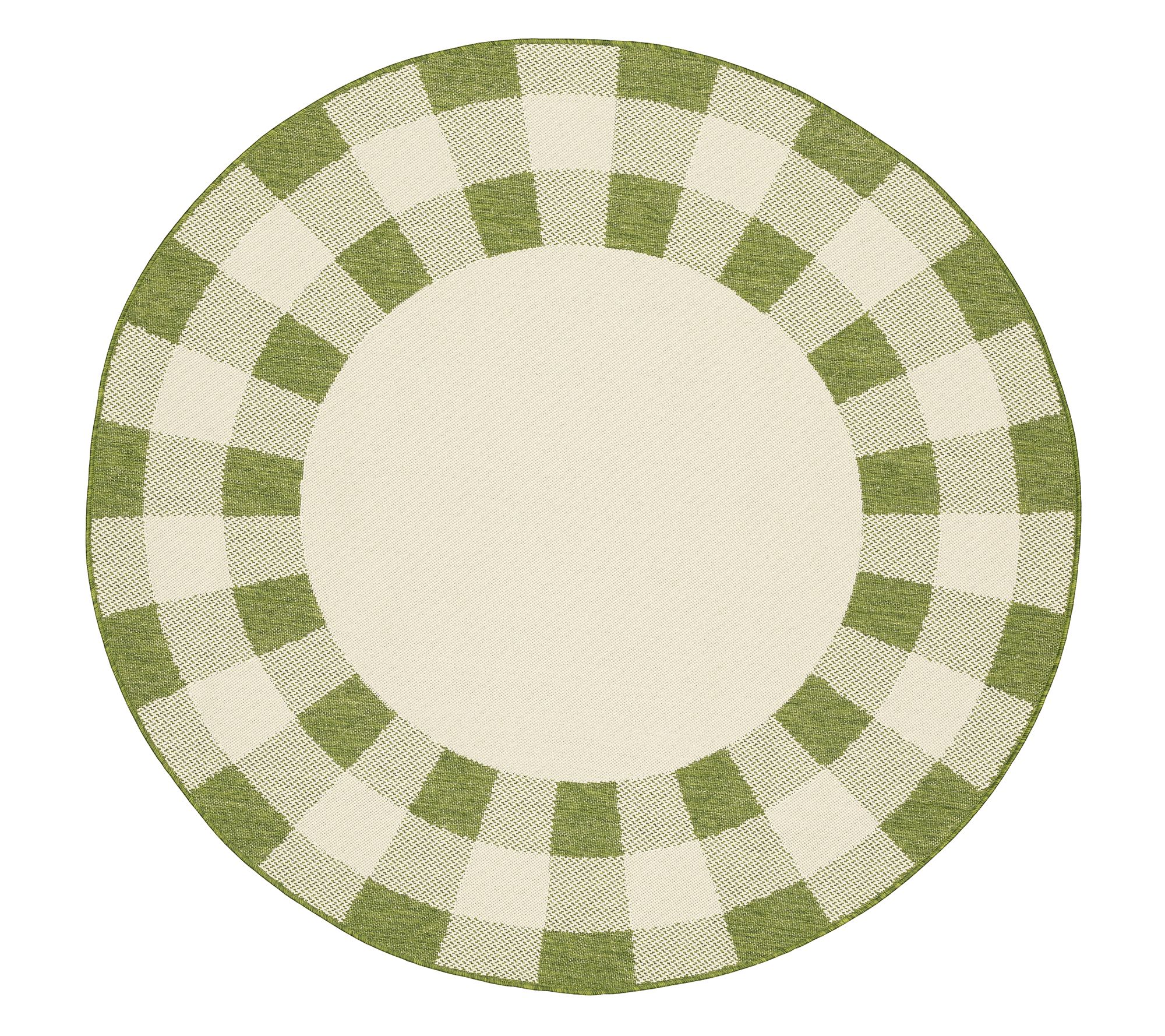 (QVC) Q2 Veranda Living 78" Round Farmhouse Plaid Indoor/Outdoor Rug