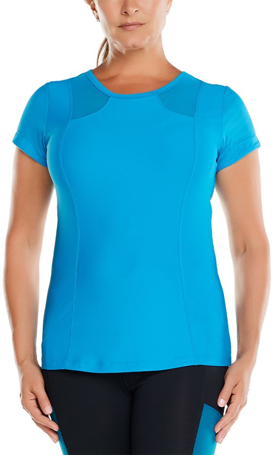 Performance fit tops for women, form-fitted for active mobility.