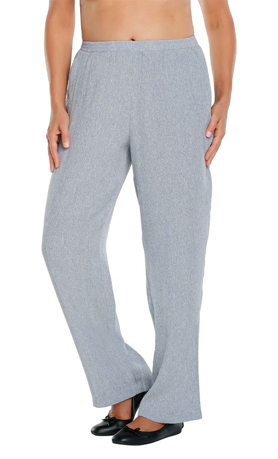 Relaxed fit bottoms for women, generously cut with maximum wearing ease.