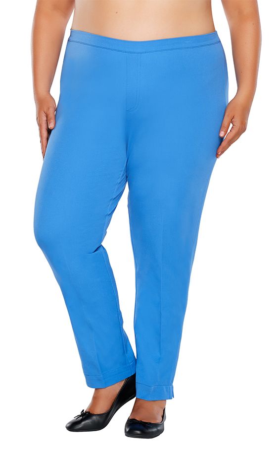 Semi-fitted plus size bottoms for women, follow the lines of the body with added wearing ease.