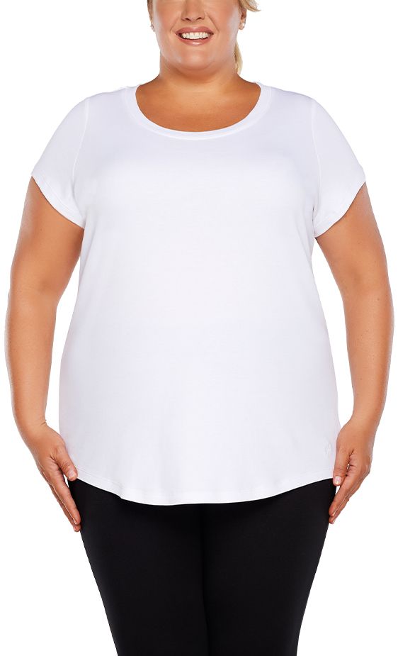 Semi-fitted plus size tops for women, follow the lines of the body with added wearing ease.