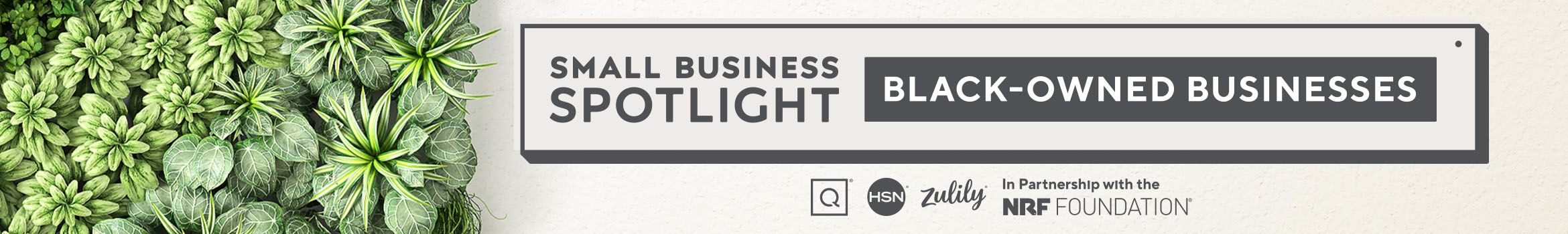 Small Business Spotlight.  Black-Owned Businesses.  QVC, HSN, Zulily. In Partnership with the NRF Foundation.