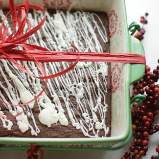 Gingerbread Brownies with White Chocolate Drizzle