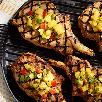 Hawaiian Pork Chops with Pineapple-Scallion Relish