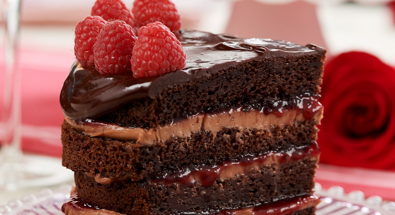 Chocolate Raspberry Layer Cake with Ganache 