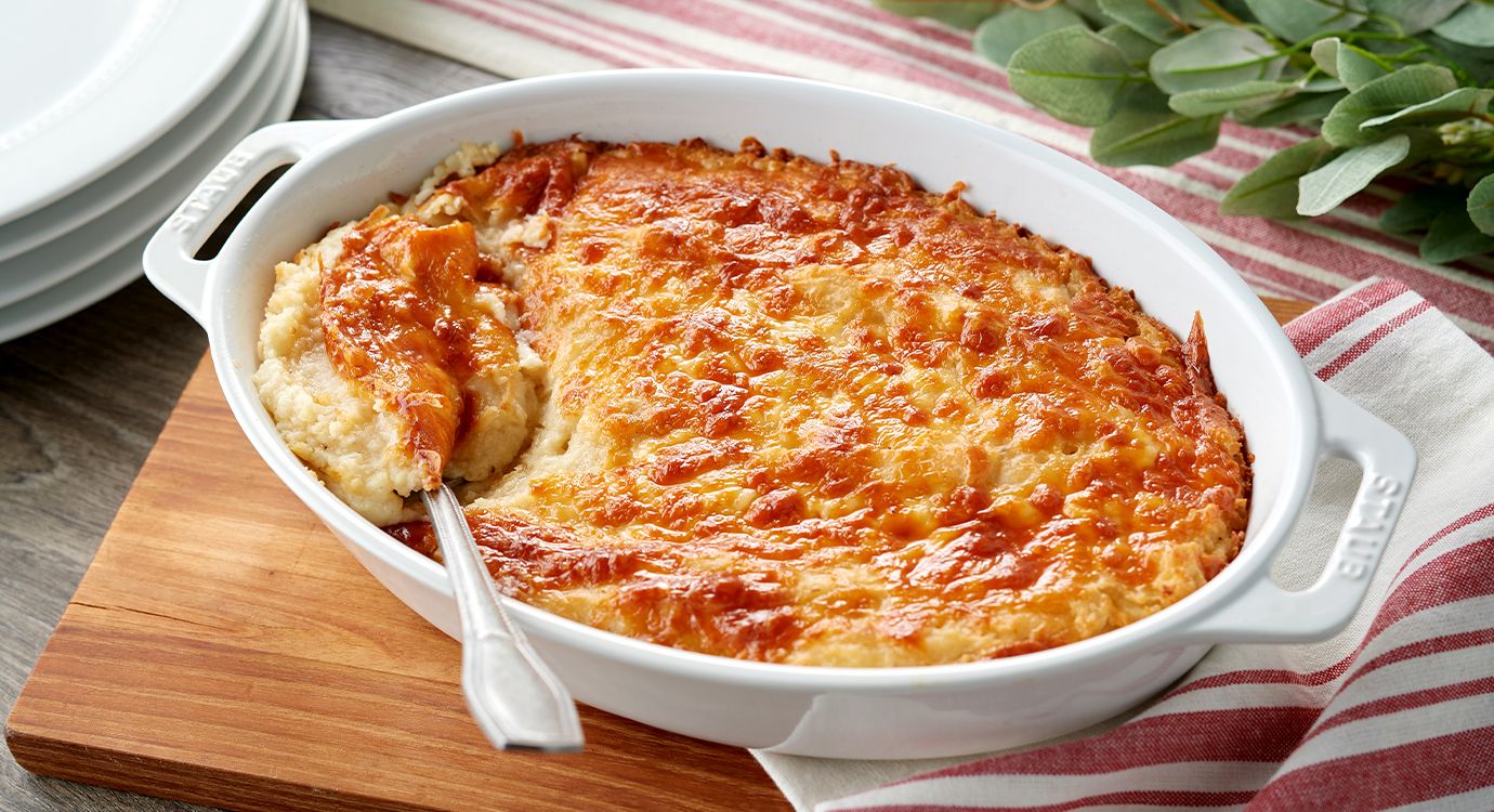 Baked Horseradish & White Cheddar Mashed Potatoes