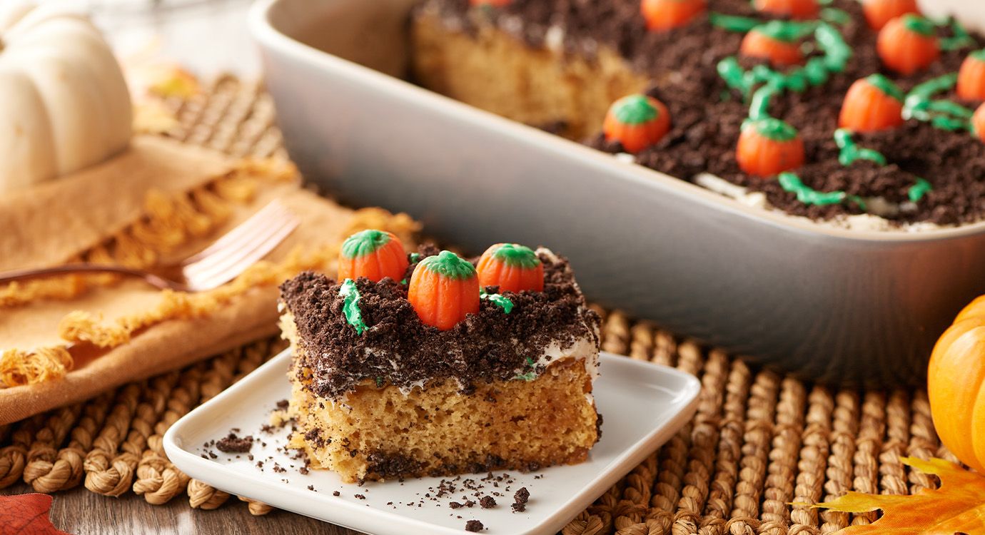 Pumpkin Patch Caramel Poke Cake