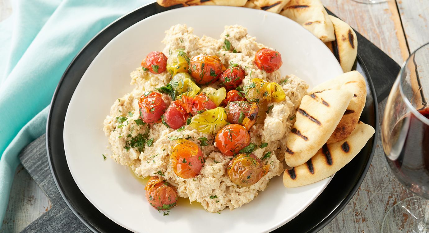 Roasted Tomato Feta Hummus Dip