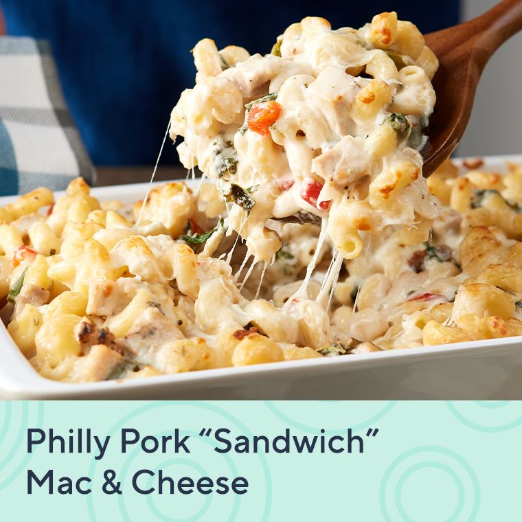 Philly Pork "Sandwich" Mac & Cheese