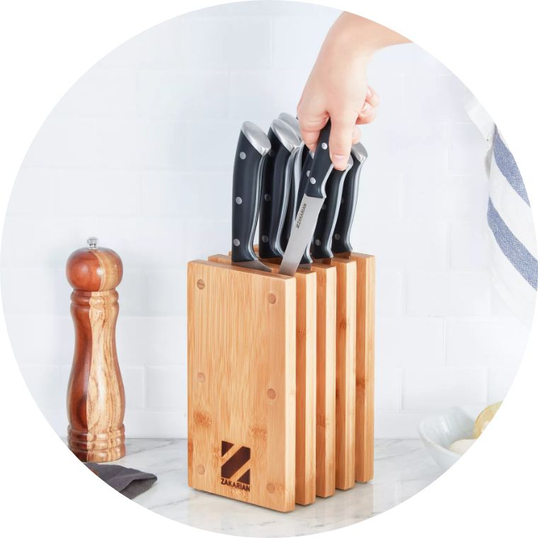 Oster Baldwyn 22-Piece Cutlery Set with Wood Block